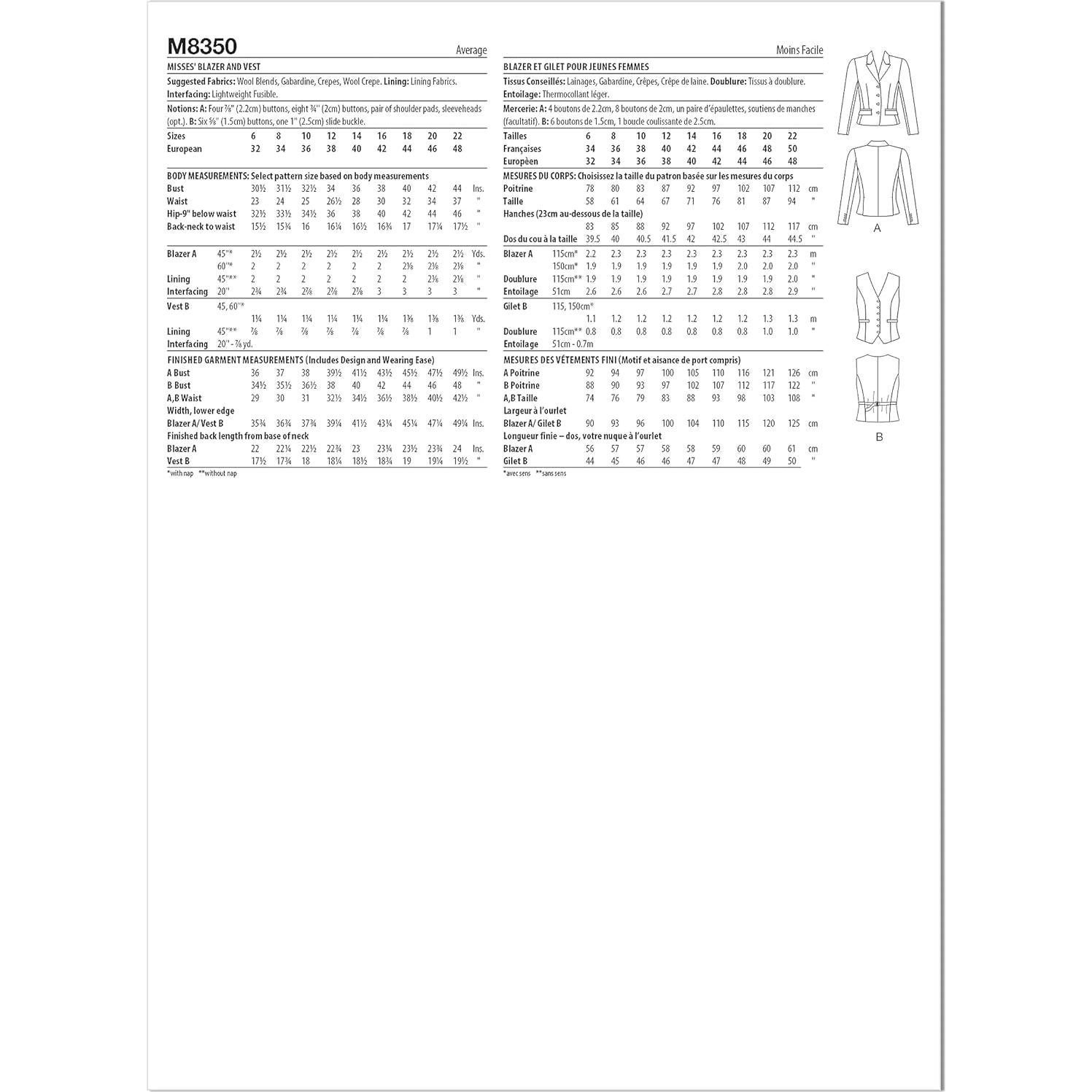 Kit de Patrón de Costura McCall's M8350 para Damas Tallas 6-14