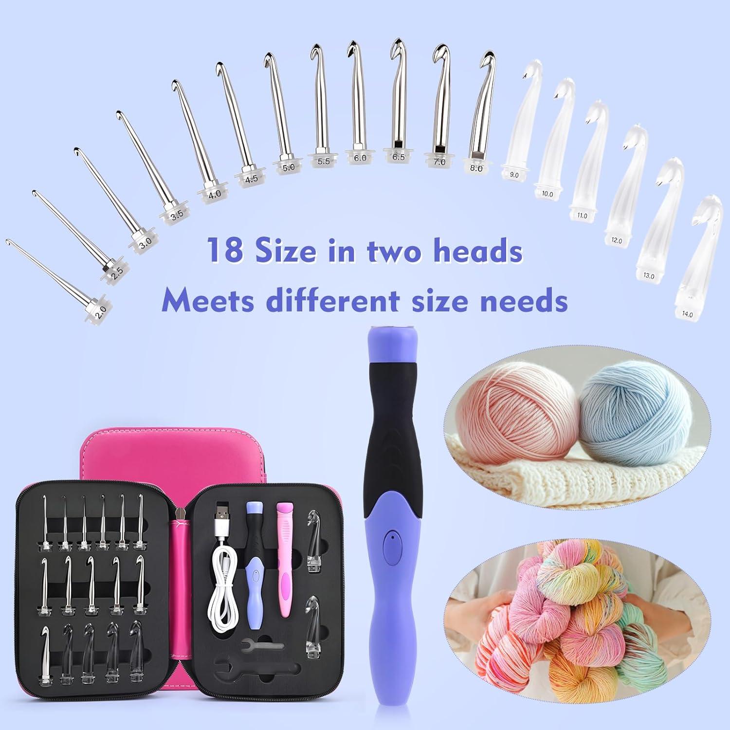 Conjunto de Ganchos de Crochet AIYUNDI 18 Piezas LED Ergonómico