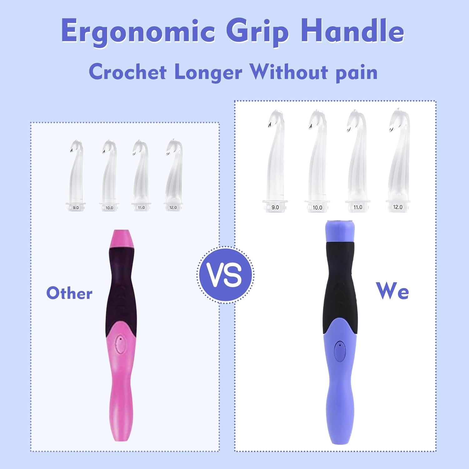 Conjunto de Ganchos de Crochet AIYUNDI 18 Piezas LED Ergonómico