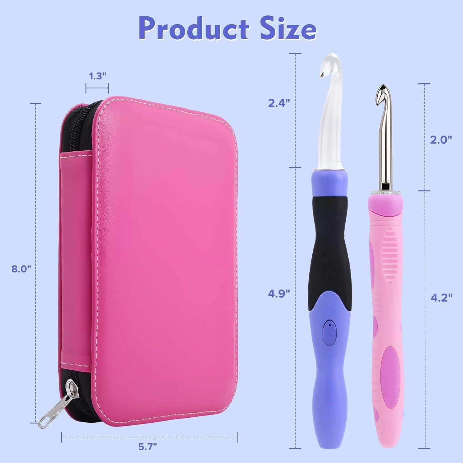 Conjunto de Ganchos de Crochet AIYUNDI 18 Piezas LED Ergonómico