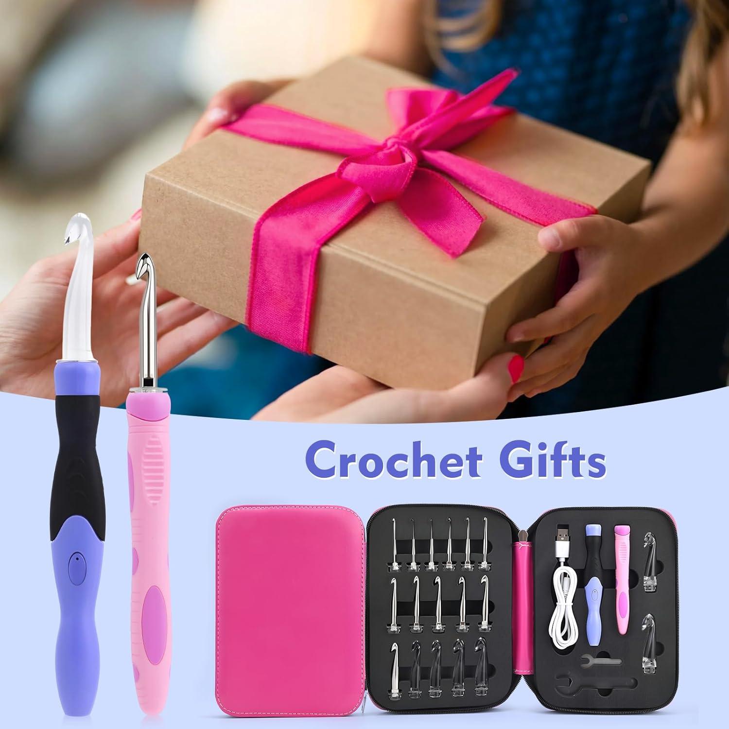 Conjunto de Ganchos de Crochet AIYUNDI 18 Piezas LED Ergonómico