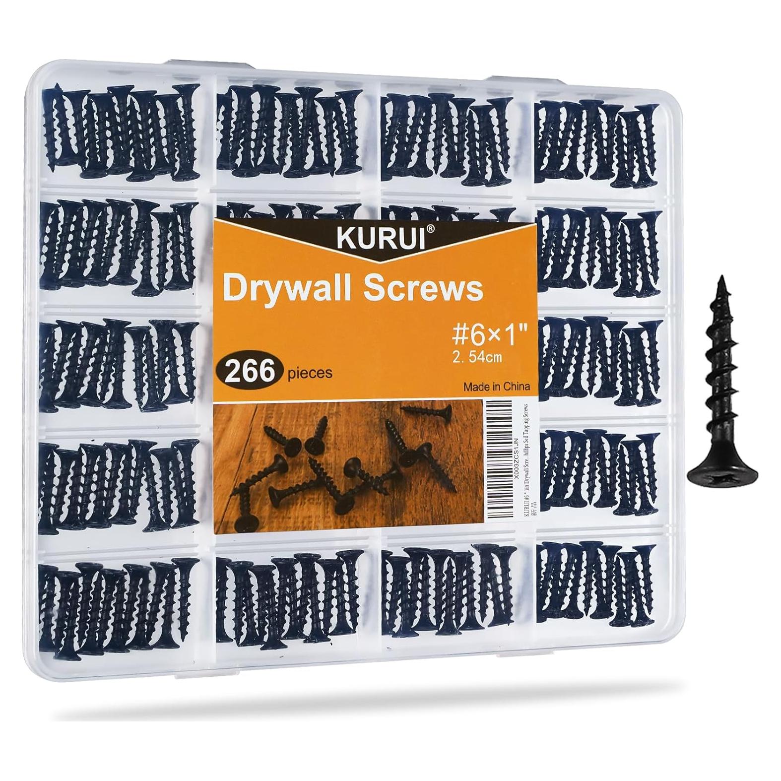 Tornillos para paneles de yeso KURUI #6 25mm 266 Pcs autoperforantes