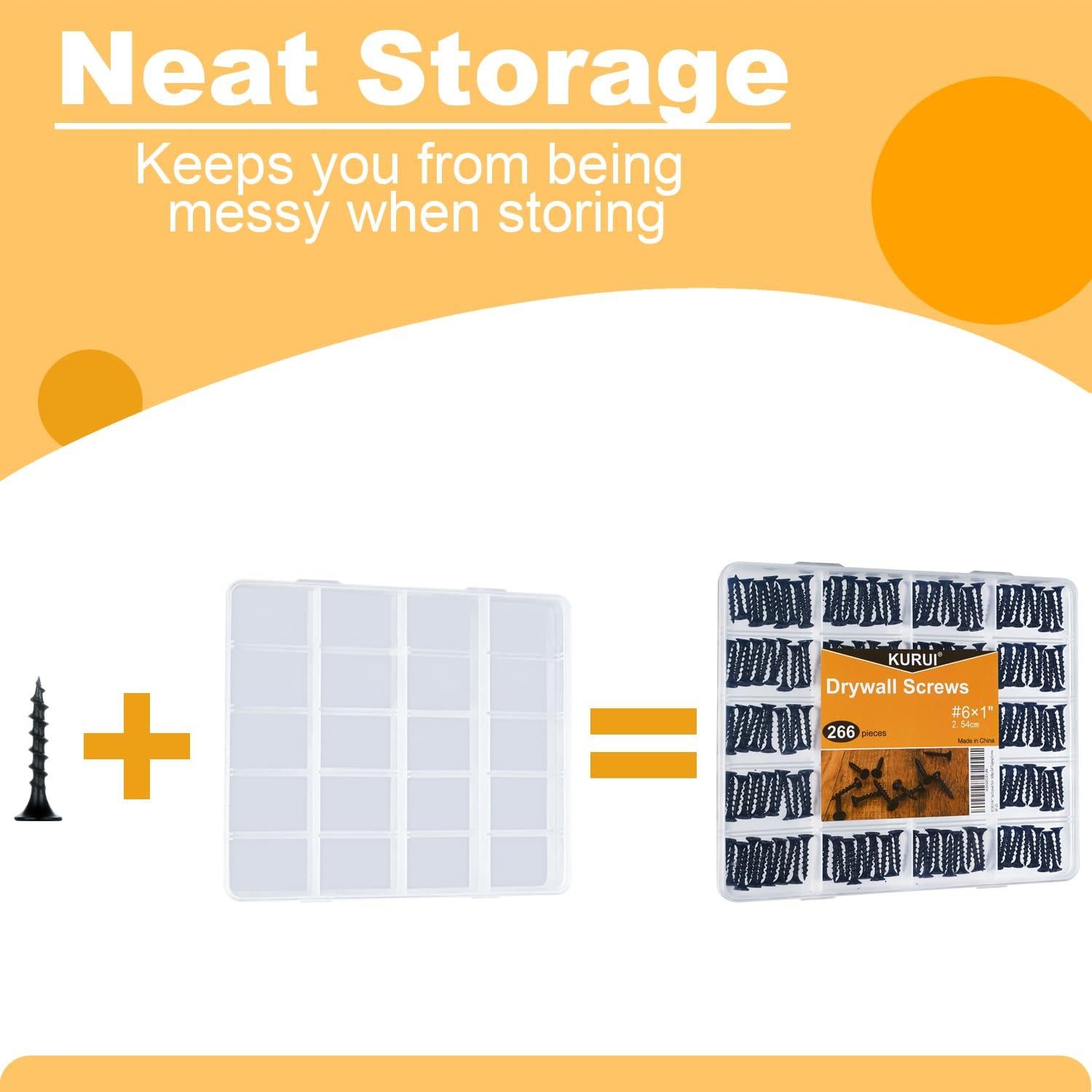 Tornillos para paneles de yeso KURUI #6 25mm 266 Pcs autoperforantes