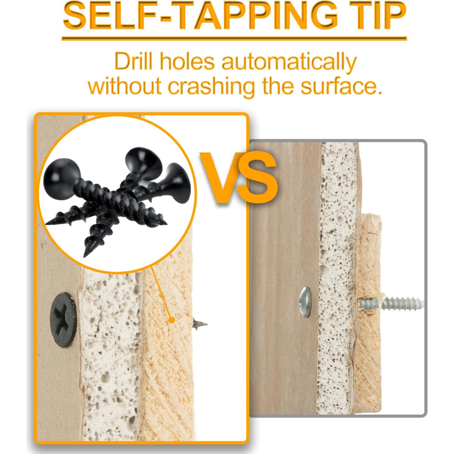 Tornillos para paneles de yeso KURUI #6 25mm 266 Pcs autoperforantes