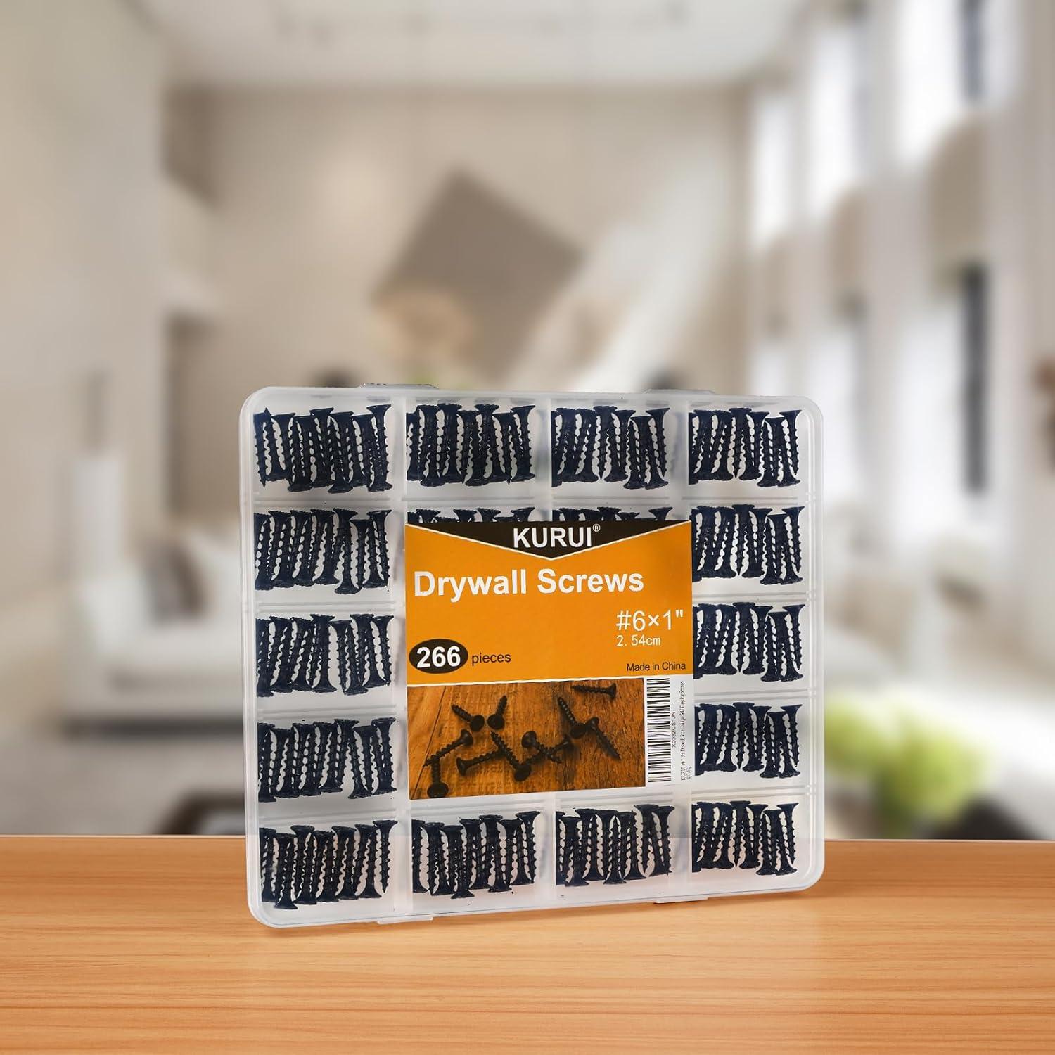 Tornillos para paneles de yeso KURUI #6 25mm 266 Pcs autoperforantes