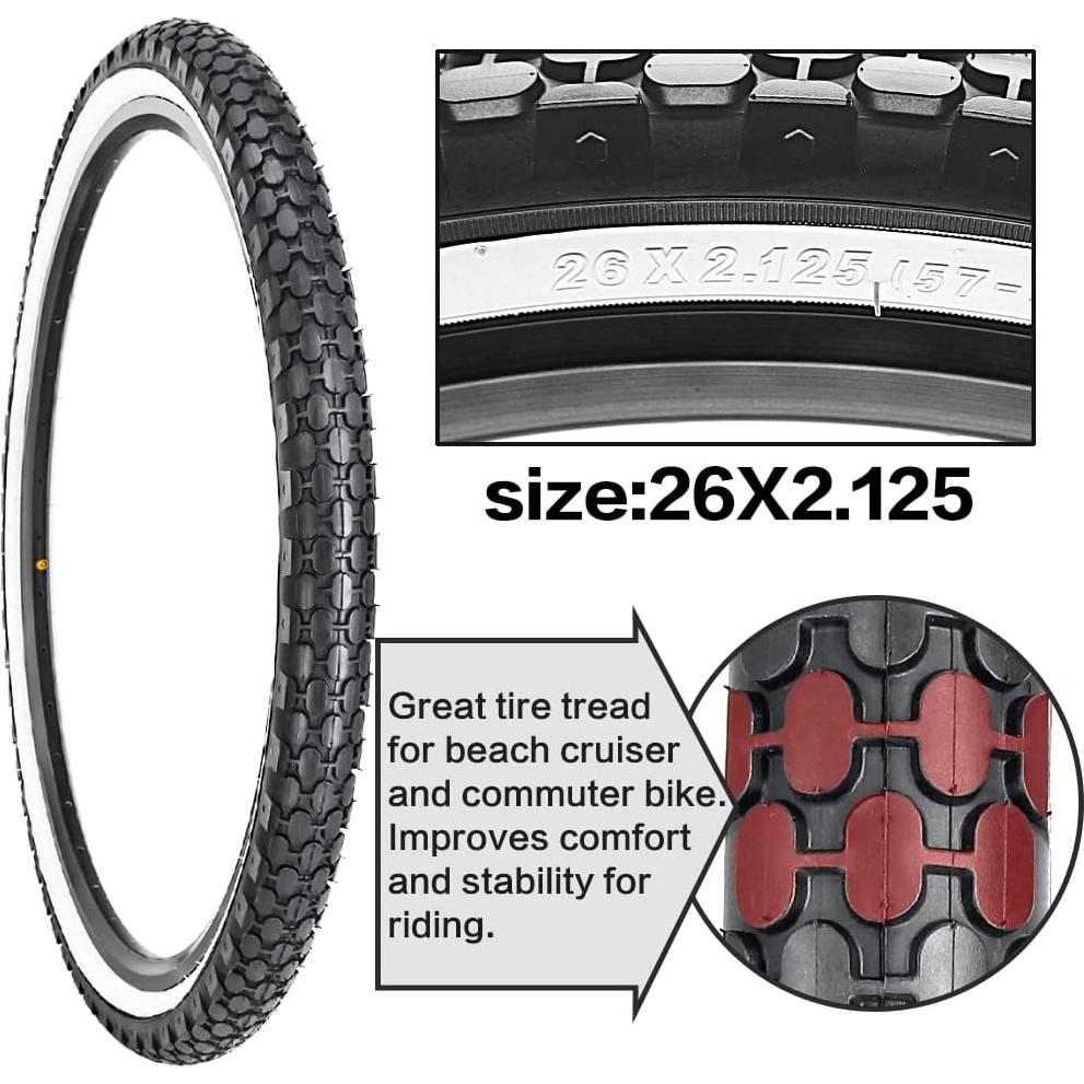 Neumáticos de Bicicleta Cruiser SIMEIQI 66x5.4 cm Pared Blanca