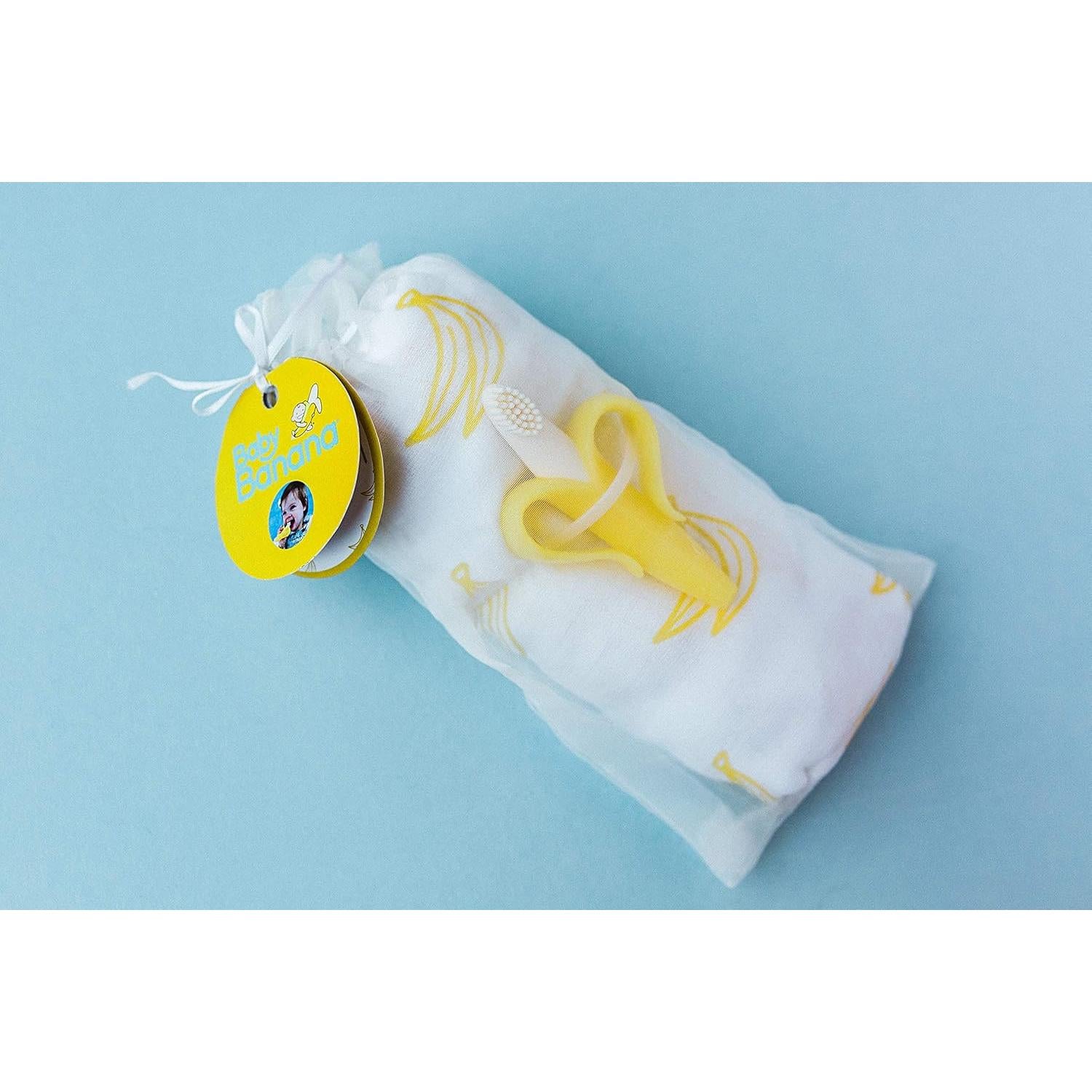 Manta de Muselina 100% Algodón Baby Banana 1.12m + Cepillo Bebé