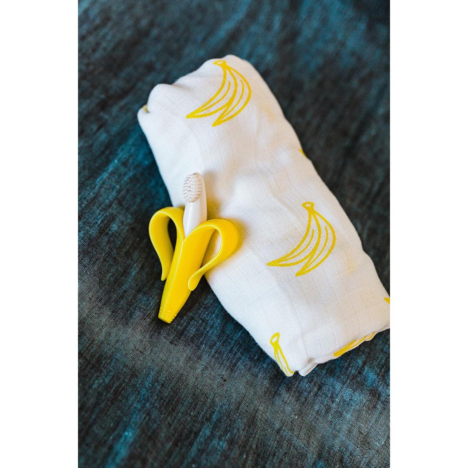 Manta de Muselina 100% Algodón Baby Banana 1.12m + Cepillo Bebé