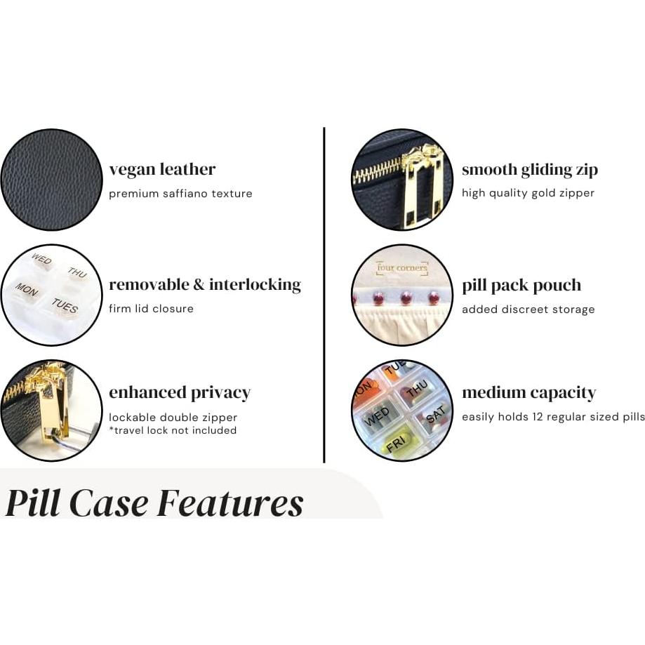 Organizador de Pastillas Four Corners Co - Estuche Piel Vegana 7 Días