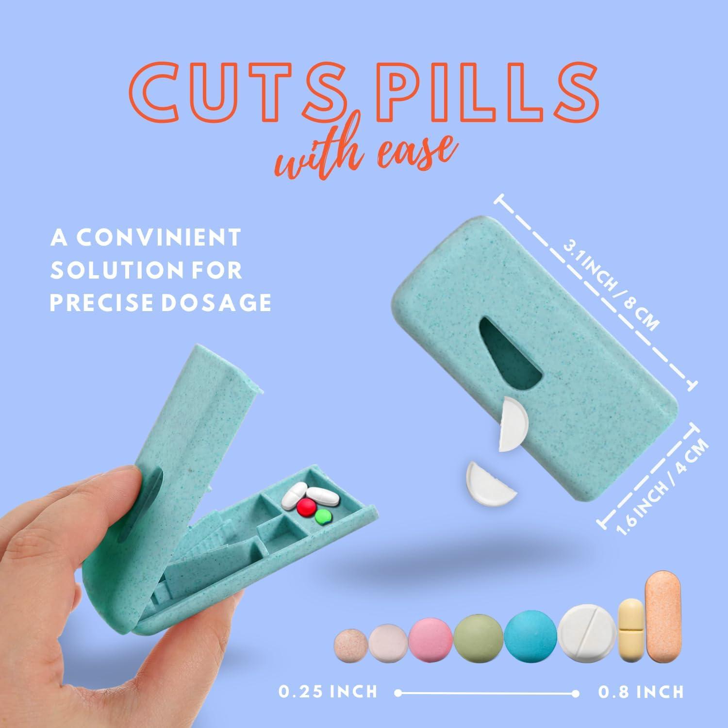 Organizador de Pastillas Votena Azul con Cortador y Etiquetas