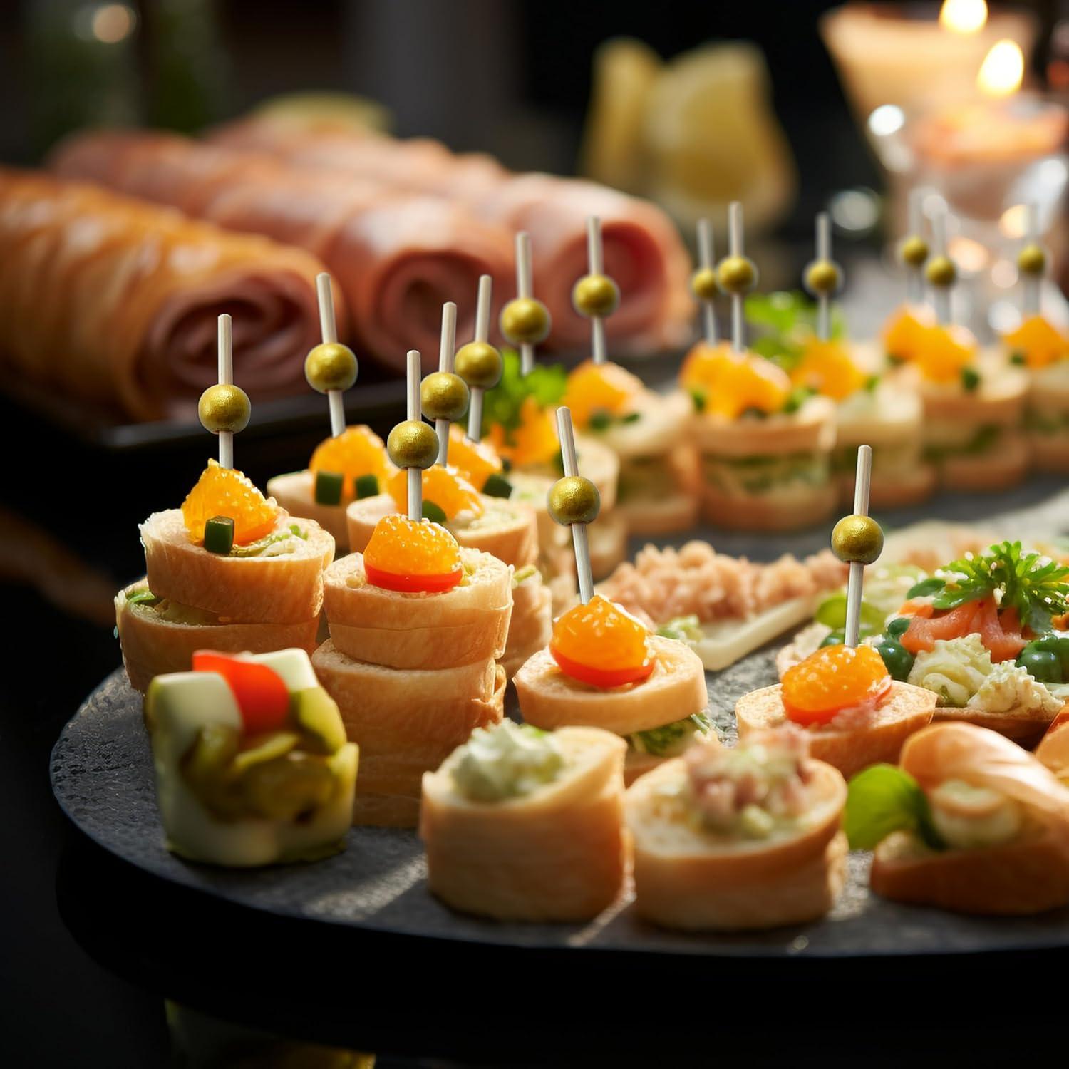 Palillos de cóctel 200 PCS Bambú Natural 11.94 cm Dorado