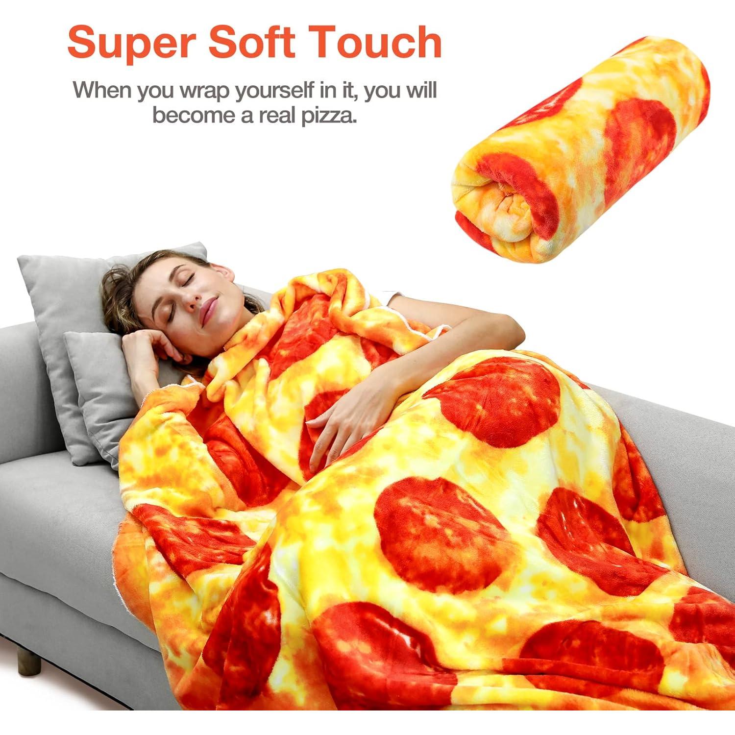 Manta de Pizza Hommtina 152.4 cm Doble Cara Suave y Divertida