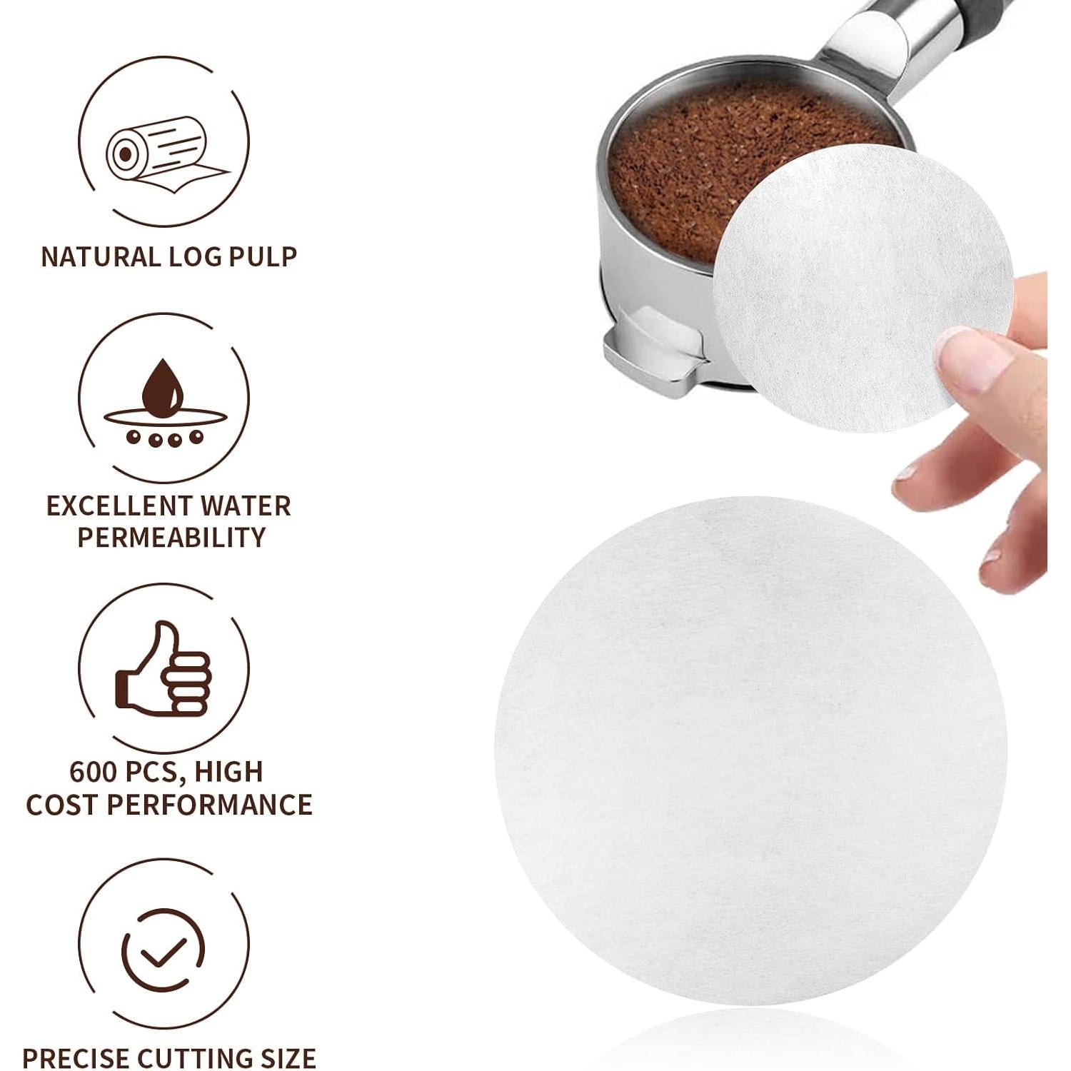 500 Filtros de Papel para Espresso Brikinte 51 mm Sin Blanquear