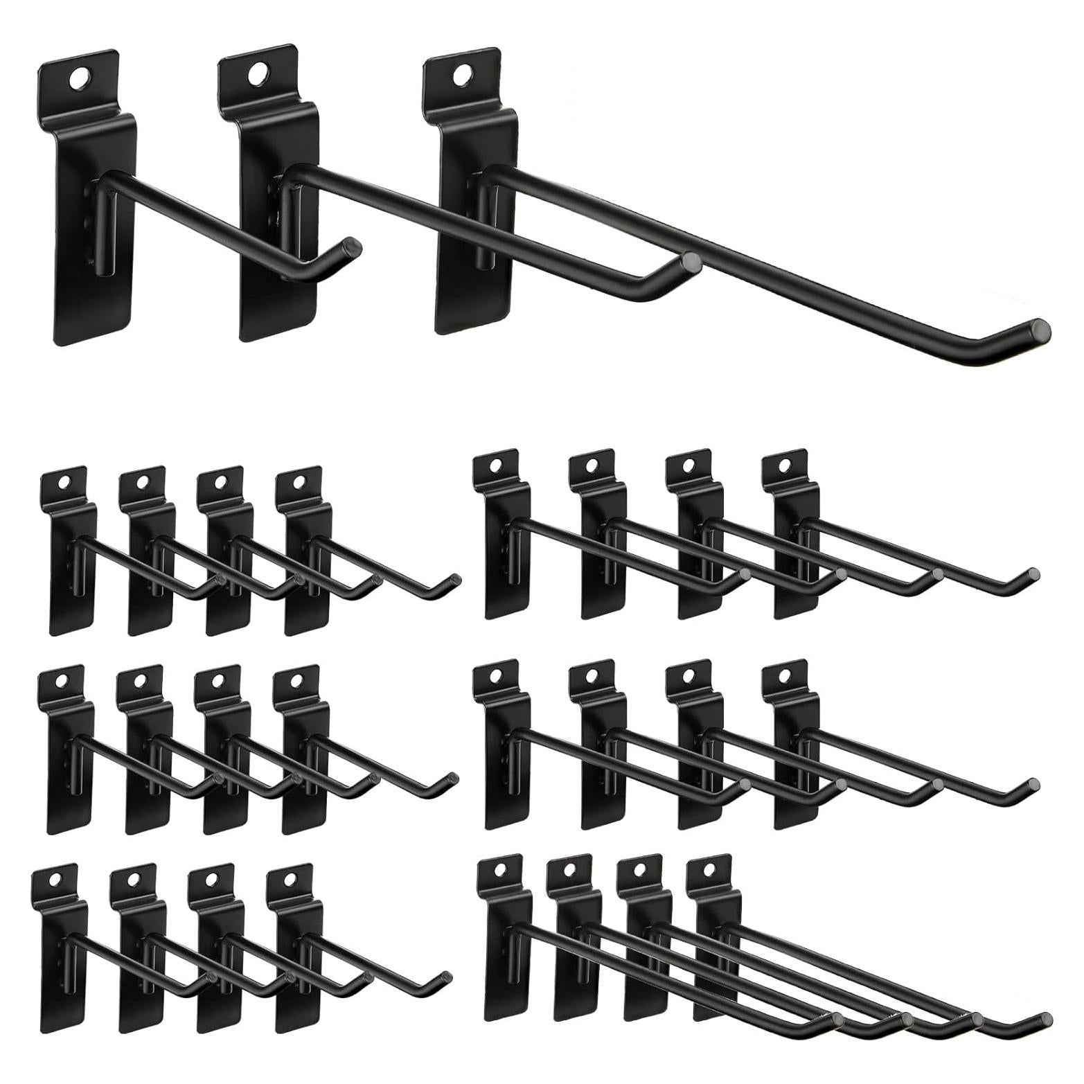 Ganchos para Slatwall Ferraycle 24 Pcs 10-20 cm Negro