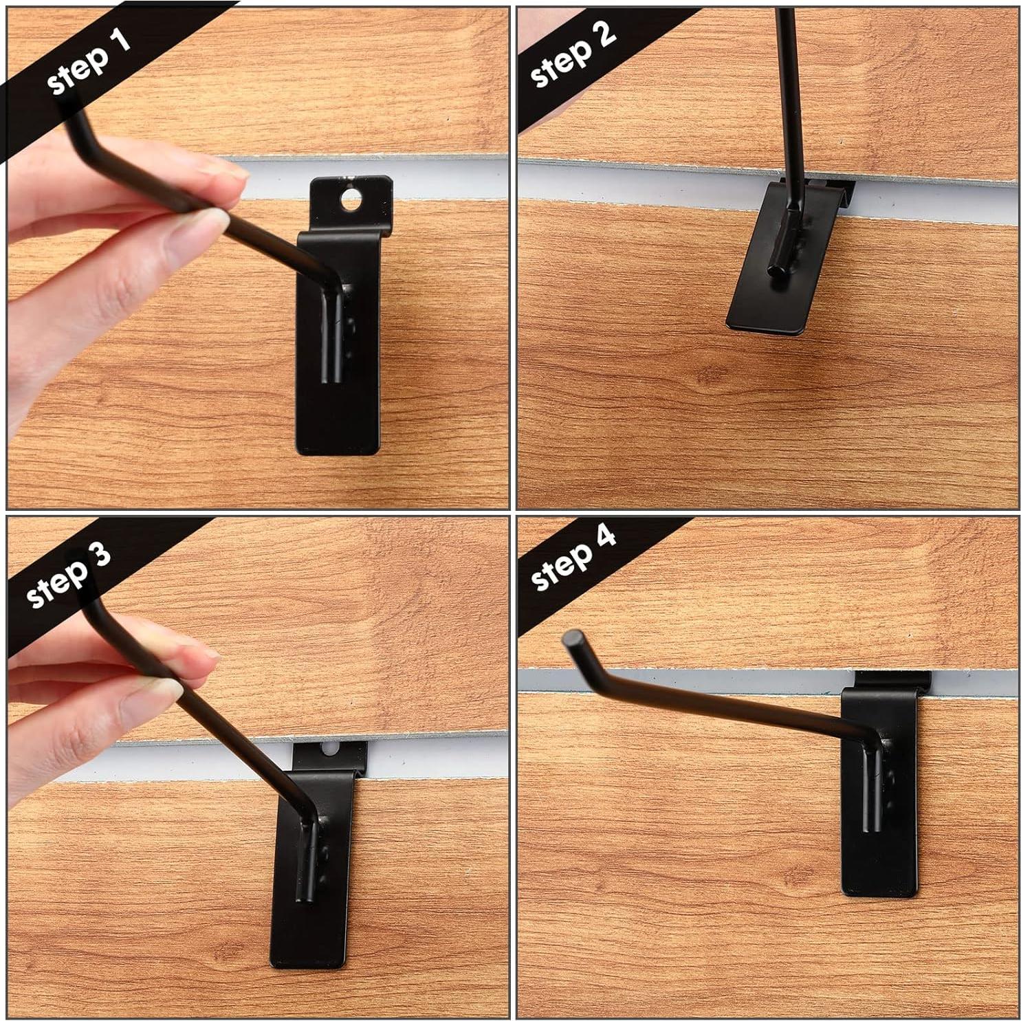 Ganchos para Slatwall Ferraycle 24 Pcs 10-20 cm Negro