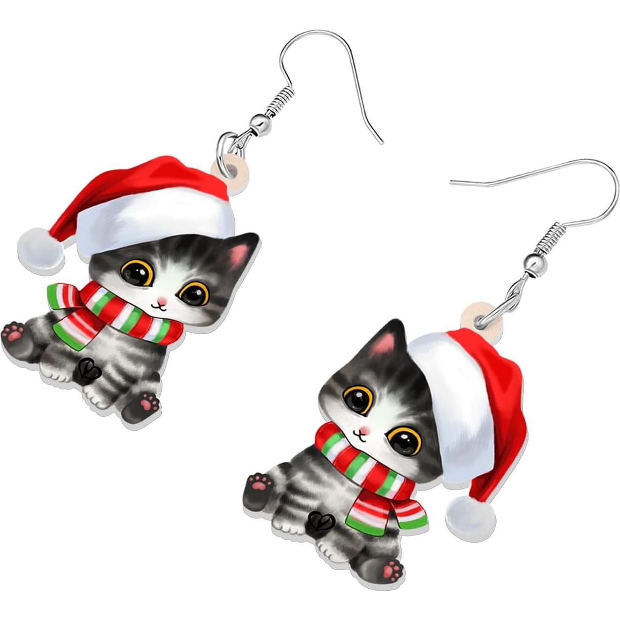 Pendientes de Gato con Sombrero de Santa TIZURO Joyería
