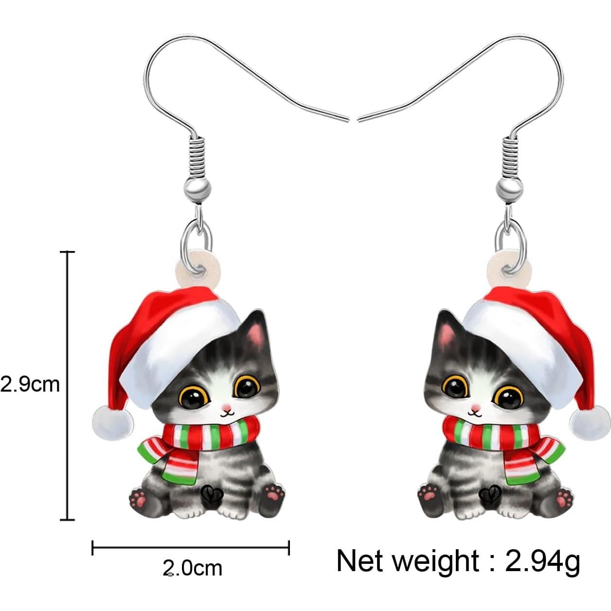 Pendientes de Gato con Sombrero de Santa TIZURO Joyería