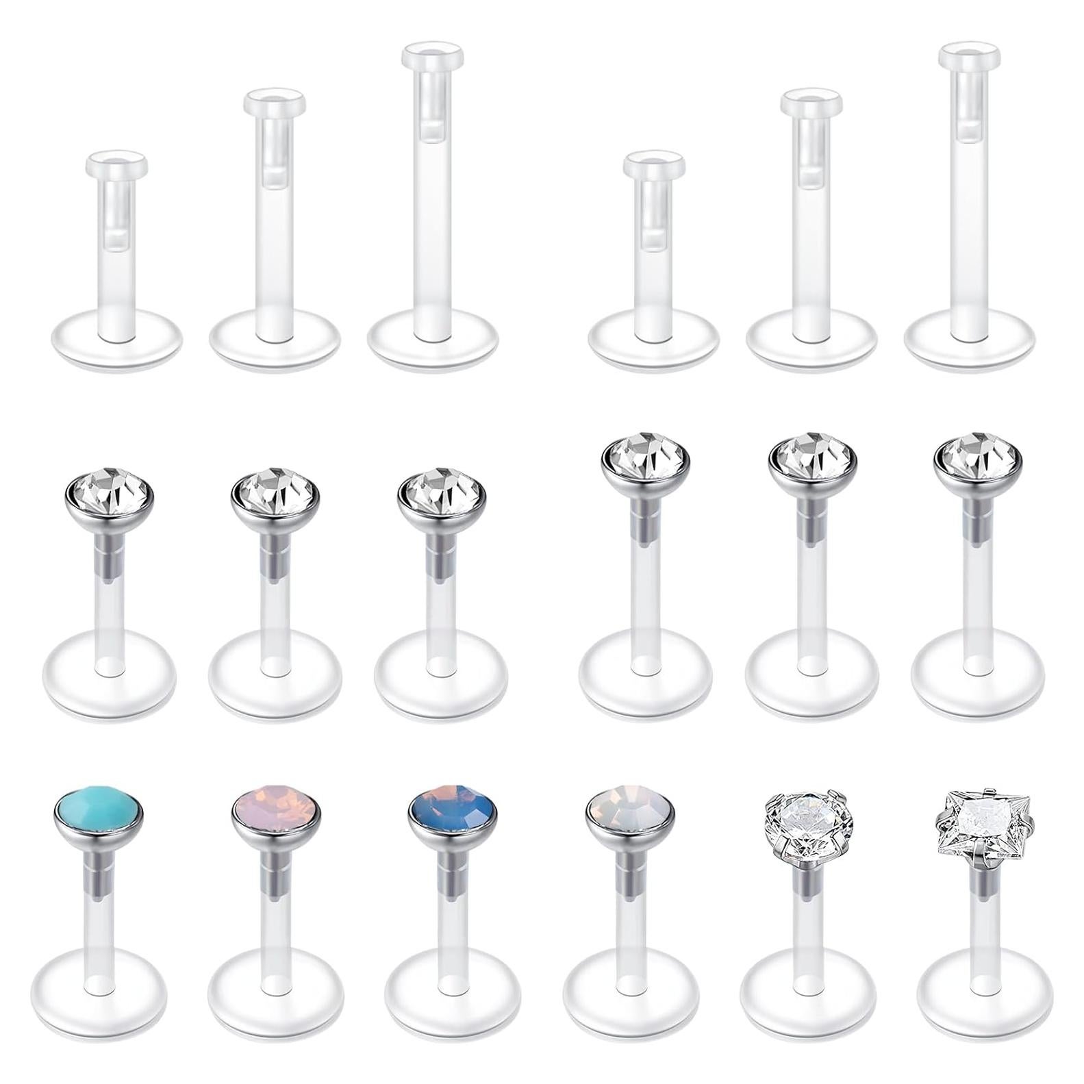 Aros Labiales Transparentes QWALIT 16G Joyería de Piercing