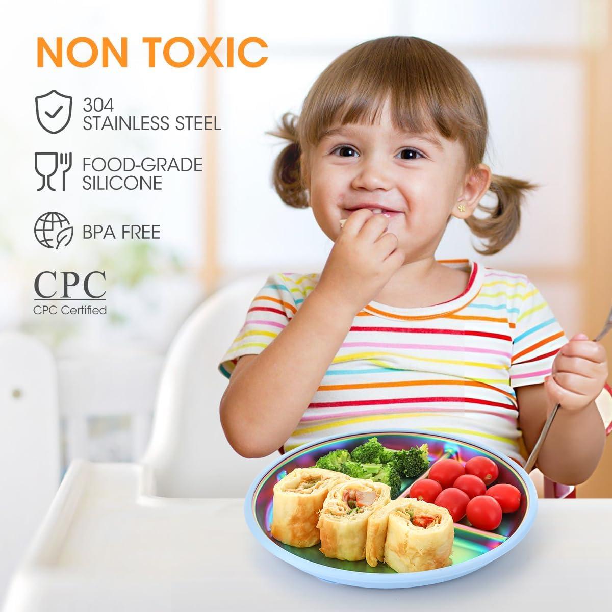 Platos de Acero Inoxidable AIEVE para Niños 22.86 cm 2 Piezas