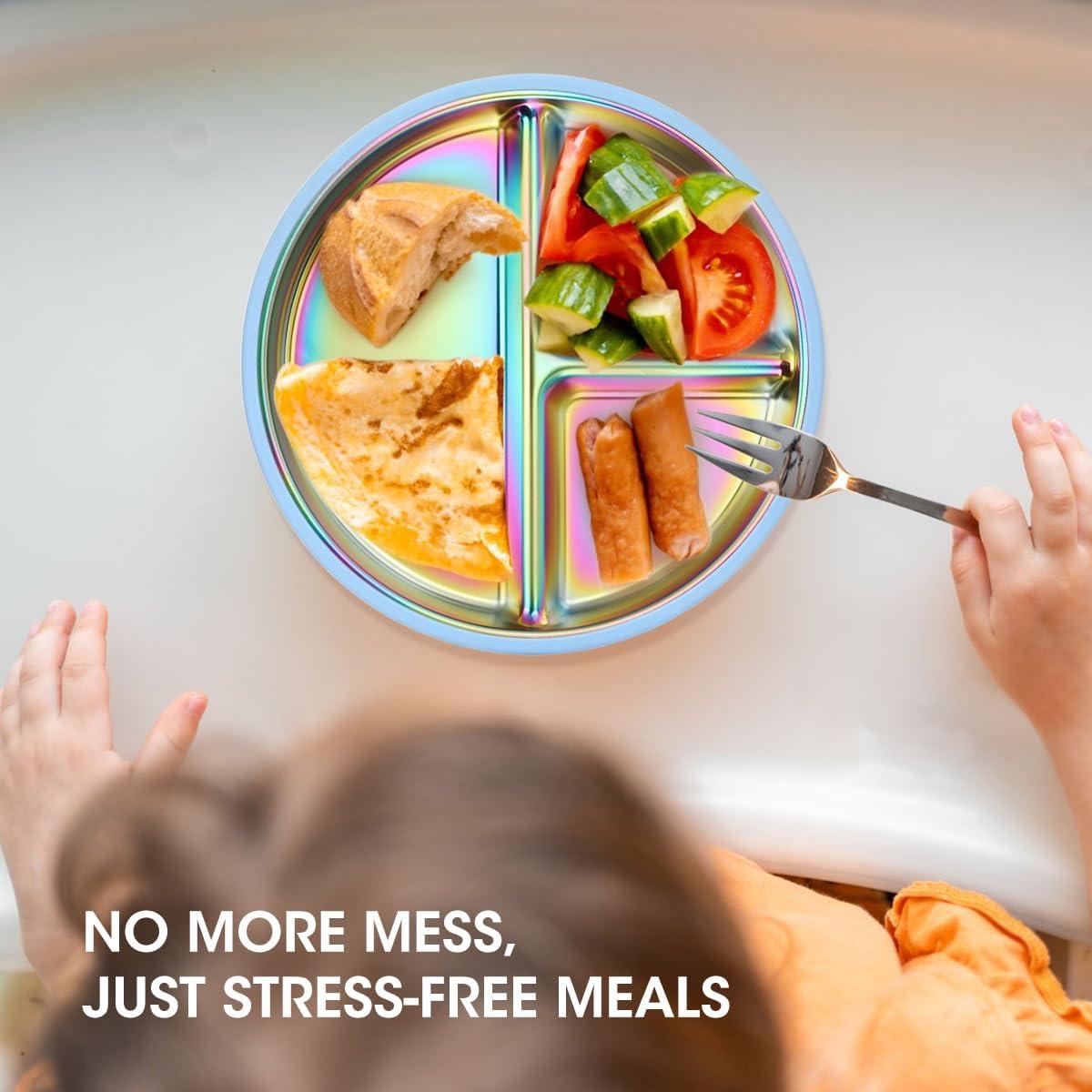 Platos de Acero Inoxidable AIEVE para Niños 22.86 cm 2 Piezas