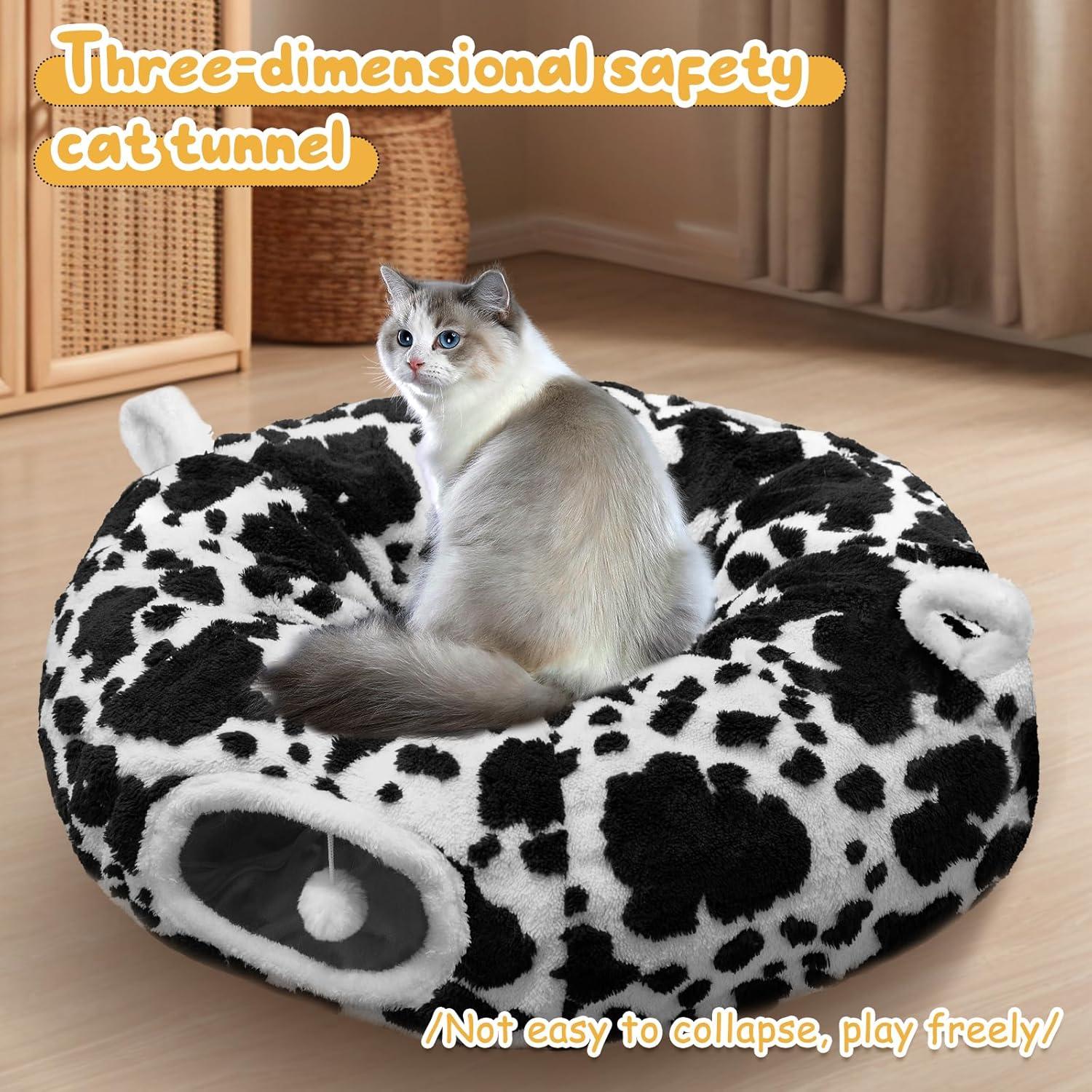 Cueva de Gato en Forma de Donut CCKUU - Acogedora y Suave