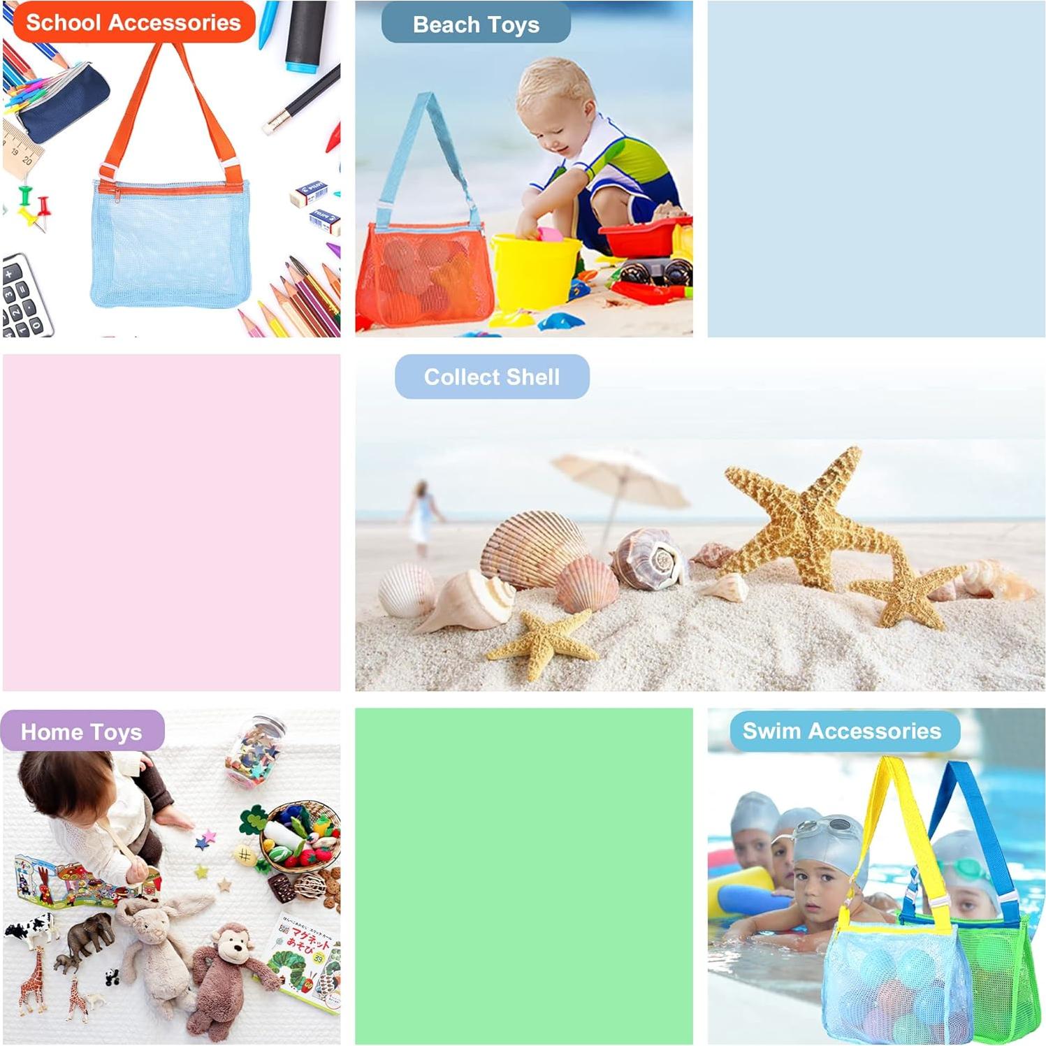 Bolsa de Playa de Malla UTTPLL Ajustable para Niños 24.9x20.1cm