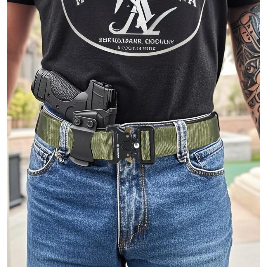 Cinturón Táctico KingMoore Ajustable Nylon Verde Militar