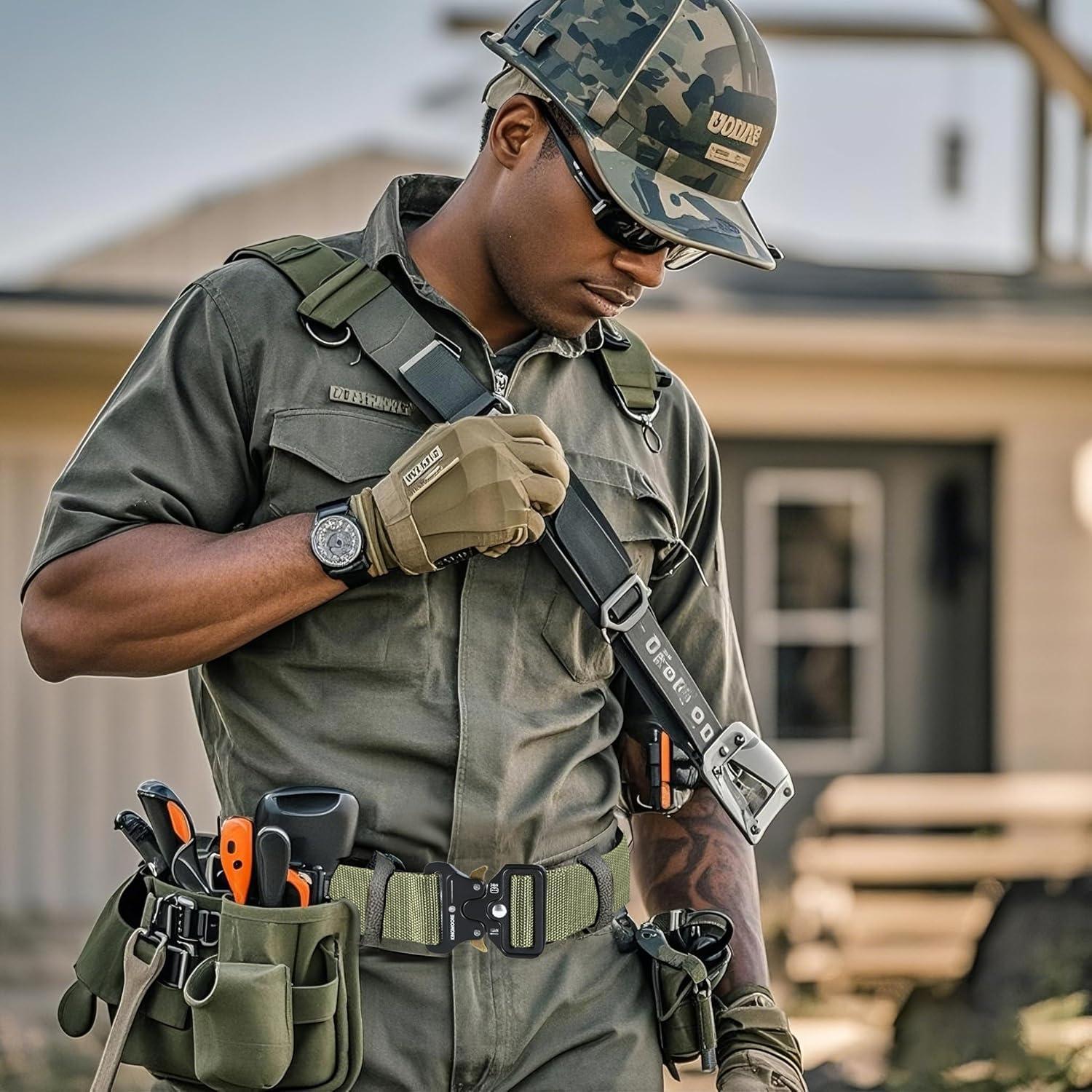 Cinturón Táctico KingMoore Ajustable Nylon Verde Militar