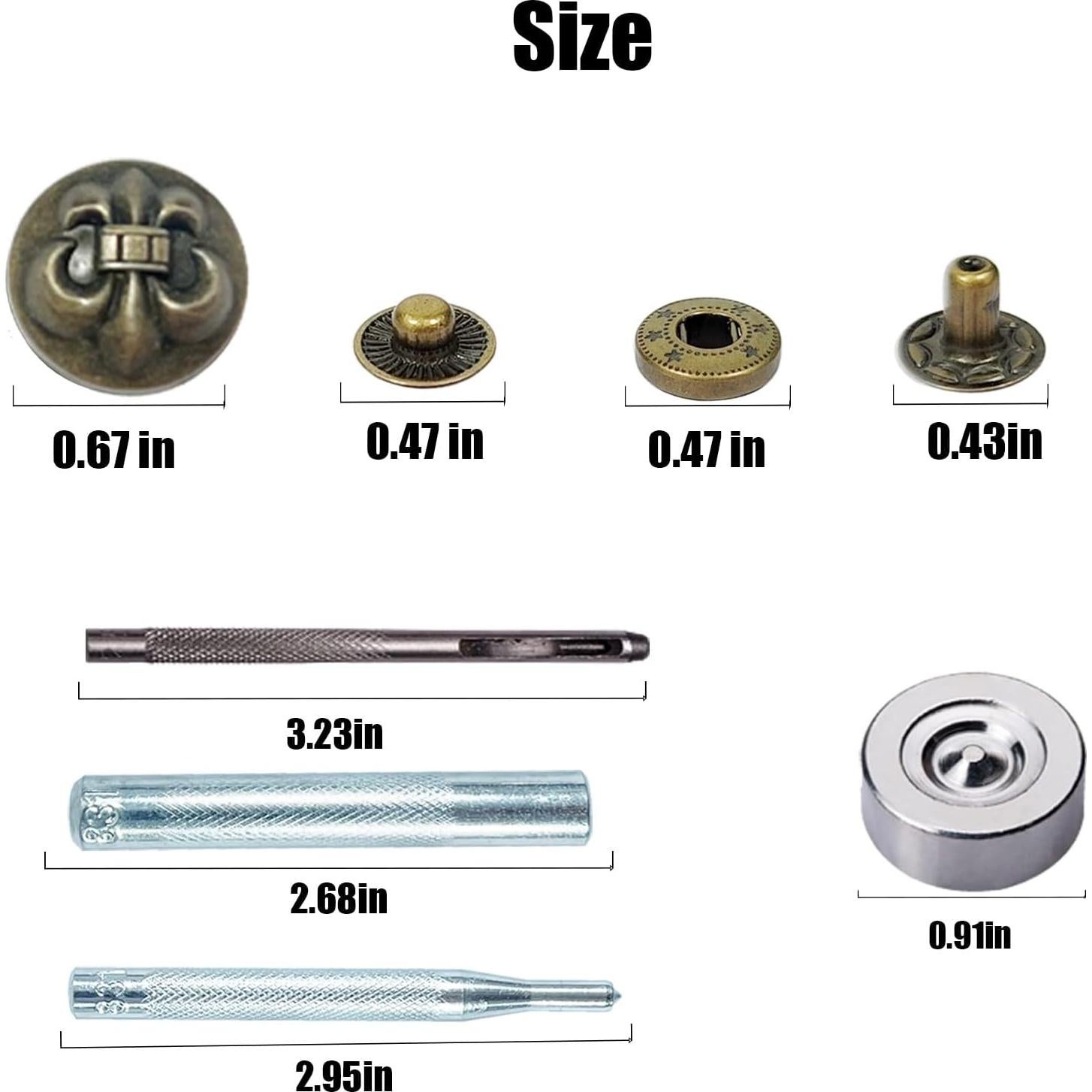 15 Botones a Presión de Bronce Wetufin 1.7cm Estilo Ancla