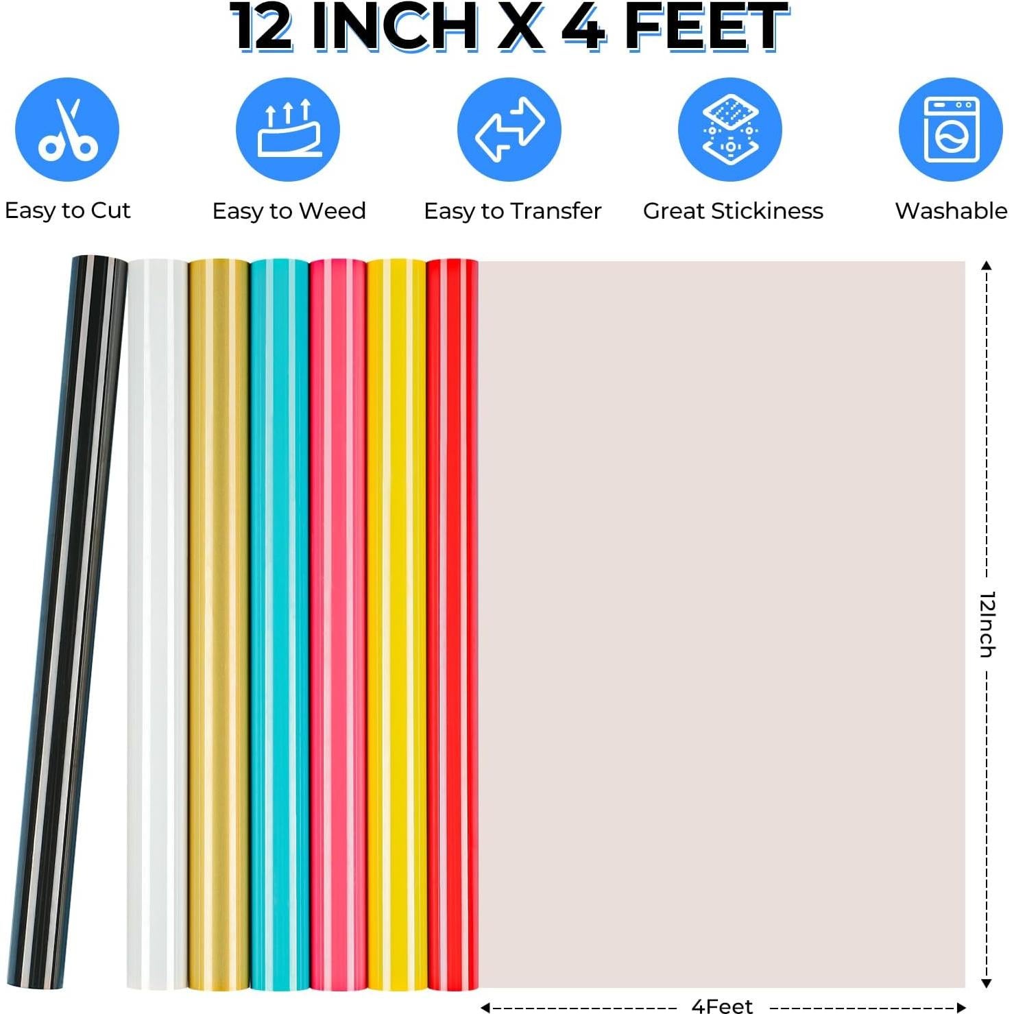 Rollo de Vinilo de Transferencia de Calor HTVRONT 30.48x1.22m Negro