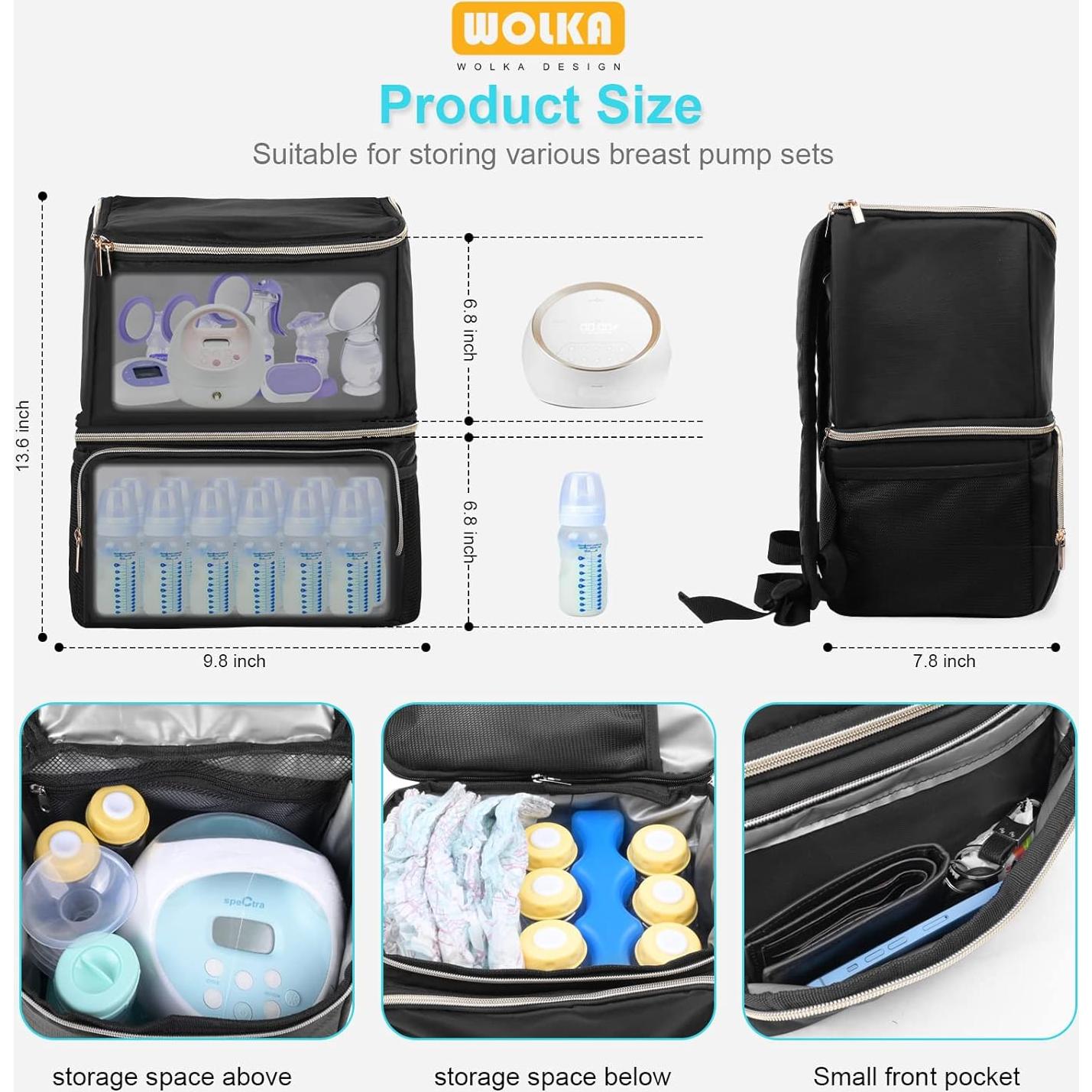 Mochila Enfriadora de Leche Materna Wolka WBP-BL Negra