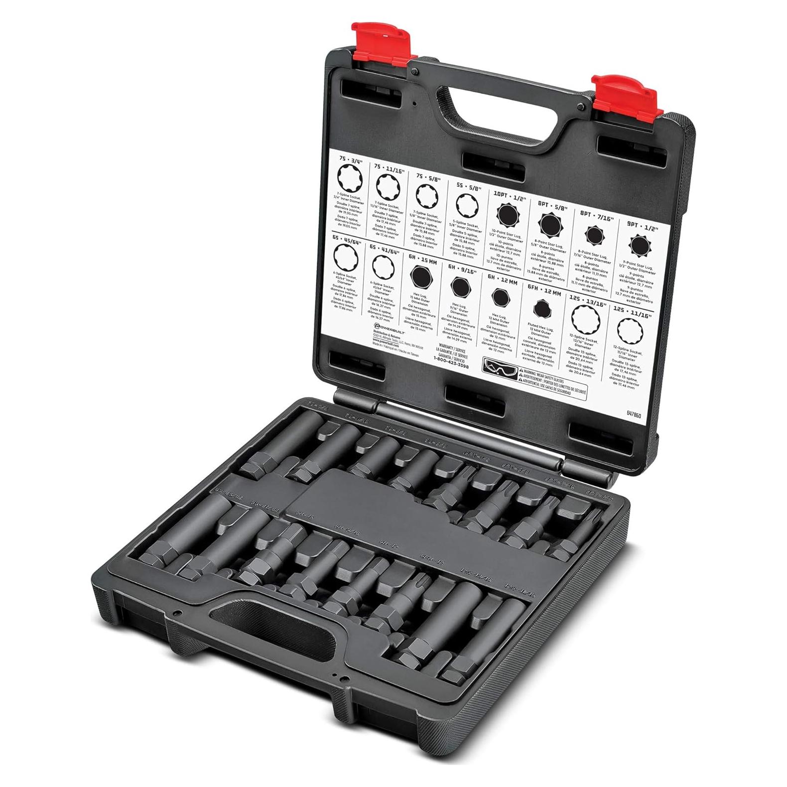 Juego Maestro de Llave de Tuerca de Rueda 16 Piezas Powerbuilt