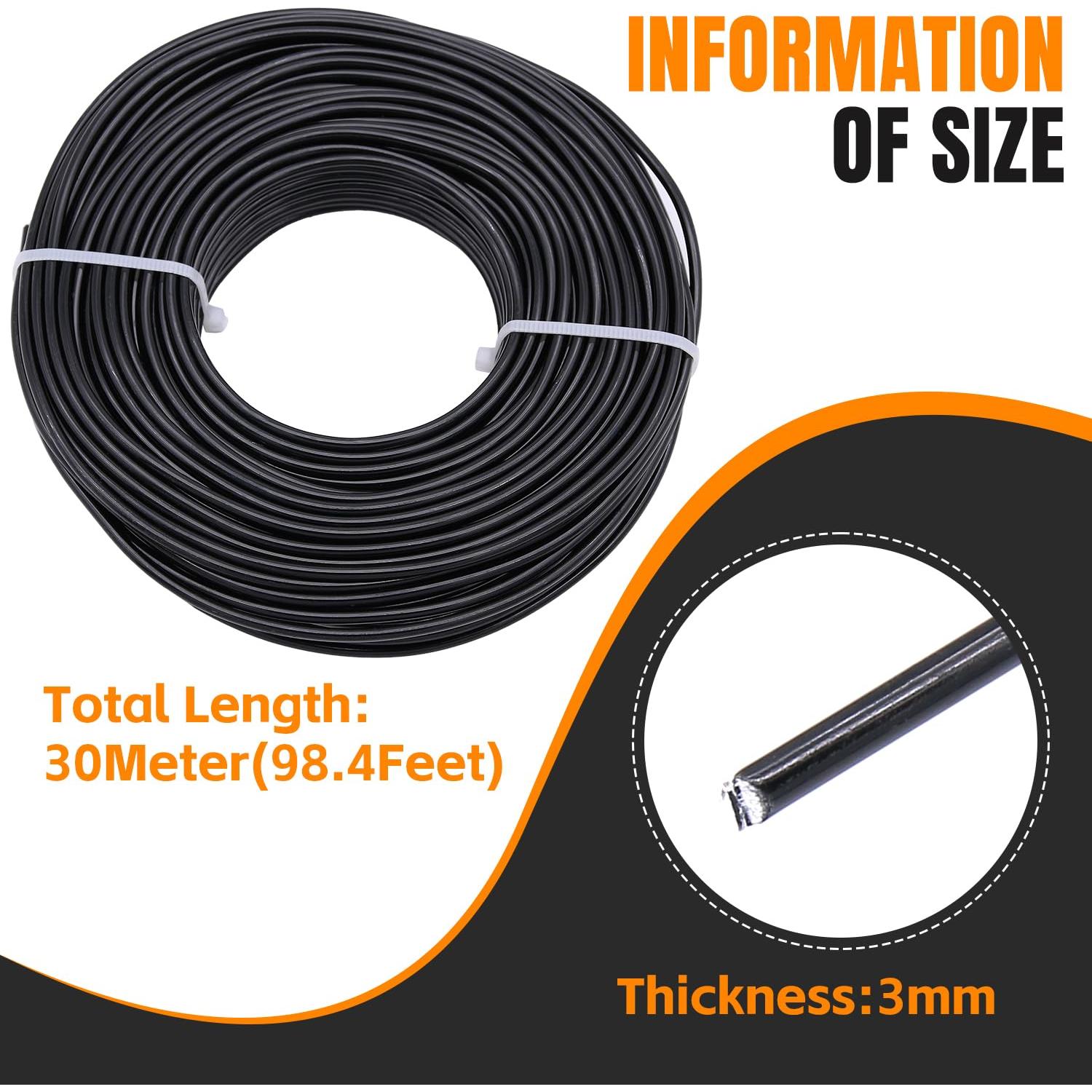 Alambre de Aluminio 9 Gauge Negro 30m para Manualidades YTKavq