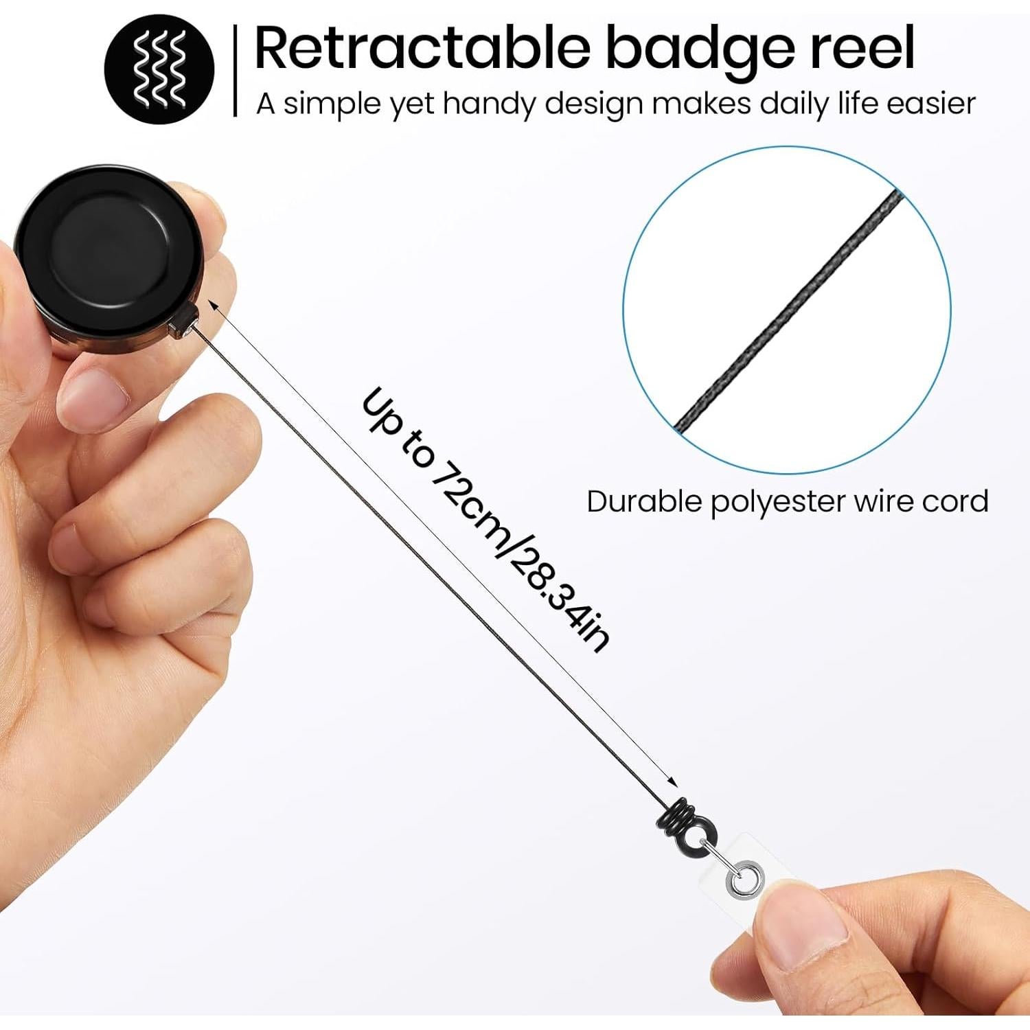 Clips Retráctiles Zonon 100 Pcs para Identificación Negro