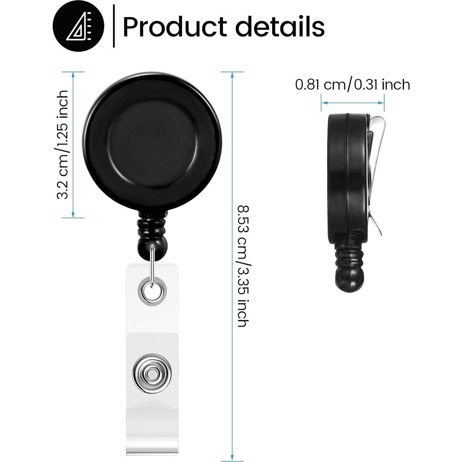 Clips Retráctiles Zonon 100 Pcs para Identificación Negro