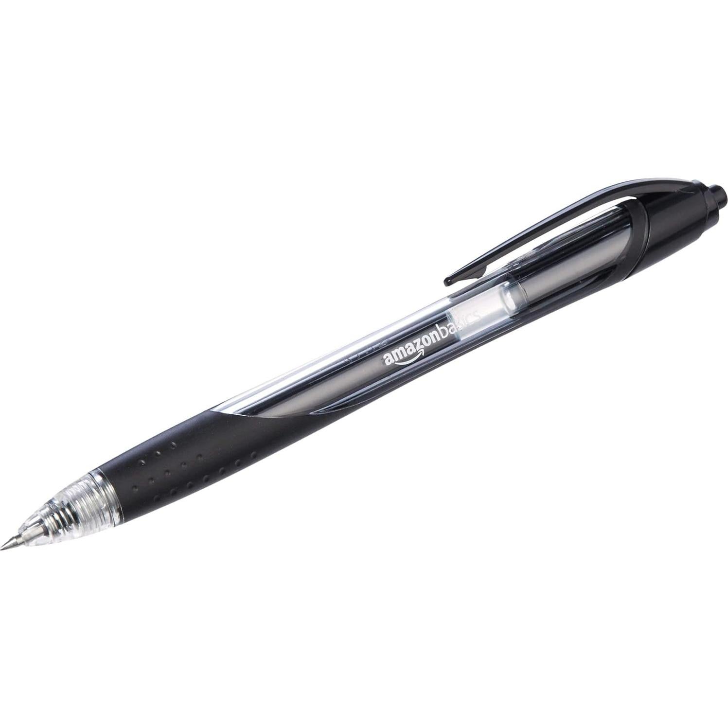 Bolígrafos de Gel Retráctiles Amazon Basics, Punta Fina 0.7mm, Negro, Paquete de 12