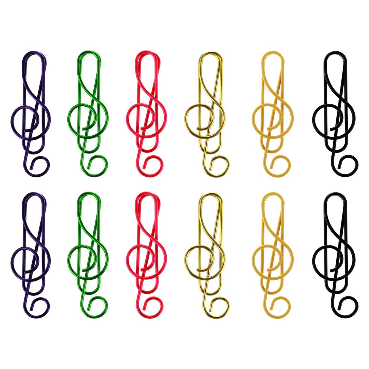 Paper Clips 6 Colors Metal Cute Music Paper Clips Musical Notes Shaped Bookmark Clip Funny Music Teacher Gifts for Party Invitation Card Desk Bookmark Office School Notebook Clip (50 PCS)
