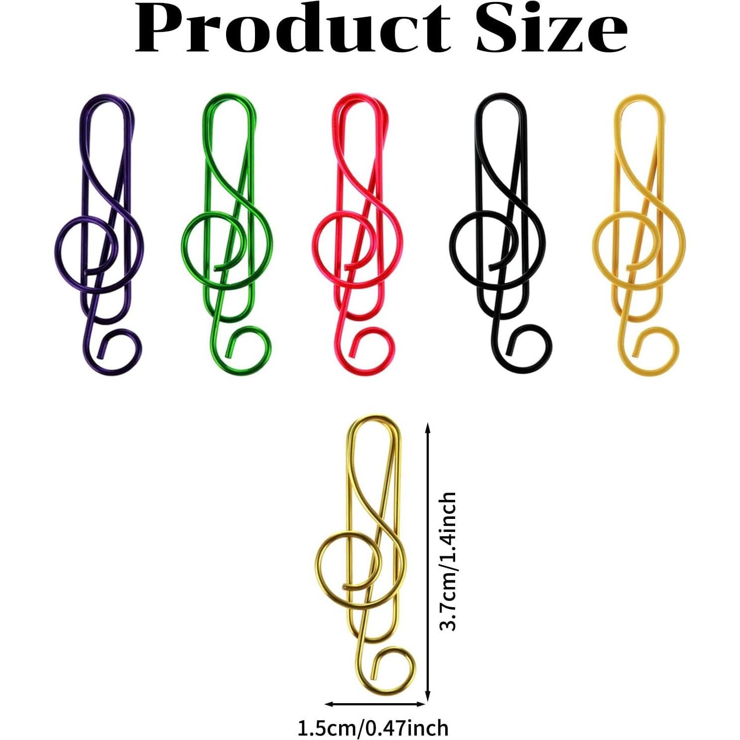 Paper Clips 6 Colors Metal Cute Music Paper Clips Musical Notes Shaped Bookmark Clip Funny Music Teacher Gifts for Party Invitation Card Desk Bookmark Office School Notebook Clip (50 PCS)