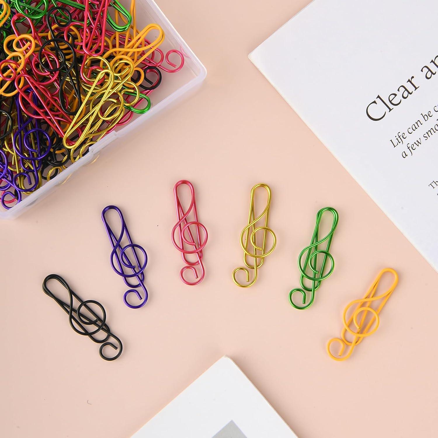 Paper Clips 6 Colors Metal Cute Music Paper Clips Musical Notes Shaped Bookmark Clip Funny Music Teacher Gifts for Party Invitation Card Desk Bookmark Office School Notebook Clip (50 PCS)