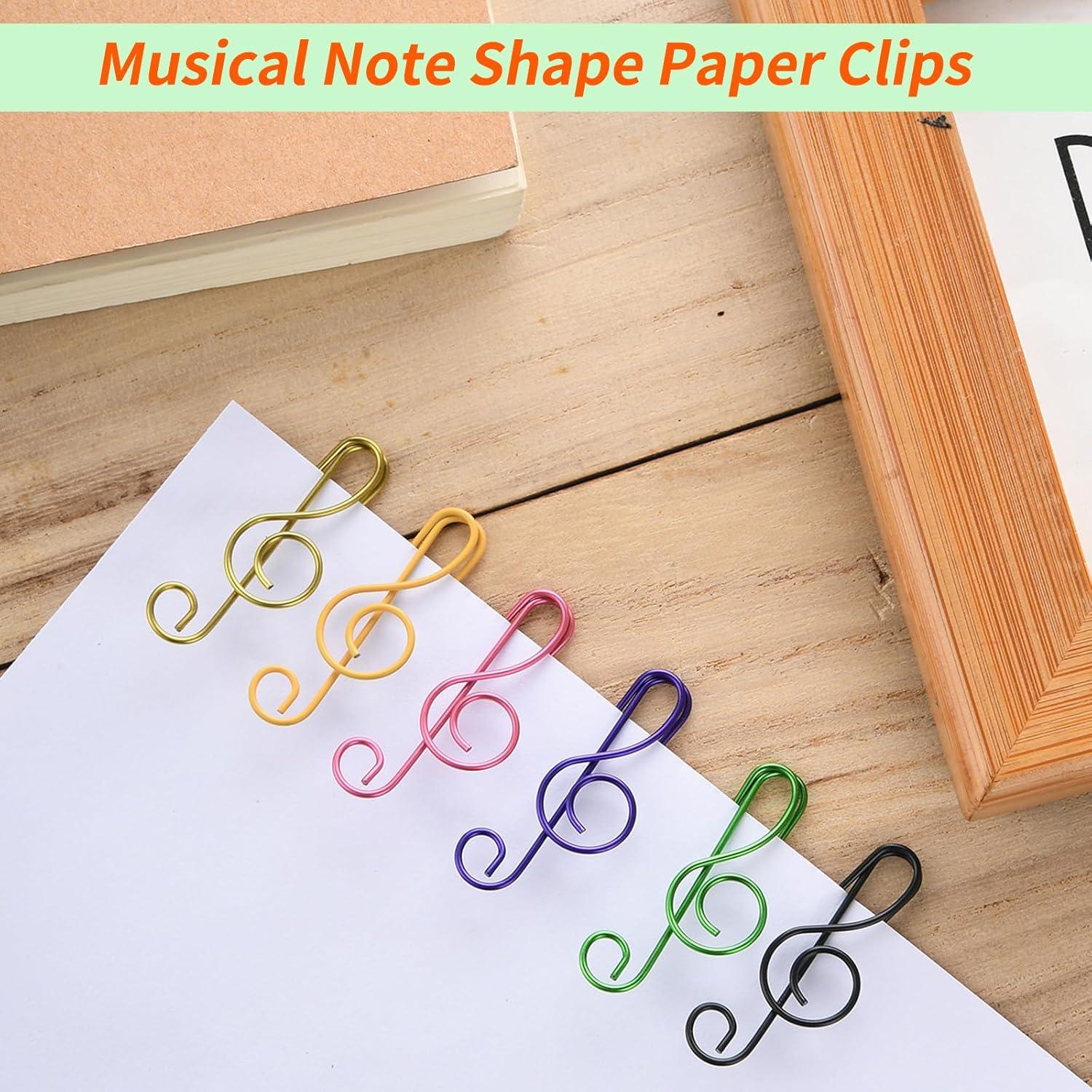 Paper Clips 6 Colors Metal Cute Music Paper Clips Musical Notes Shaped Bookmark Clip Funny Music Teacher Gifts for Party Invitation Card Desk Bookmark Office School Notebook Clip (50 PCS)