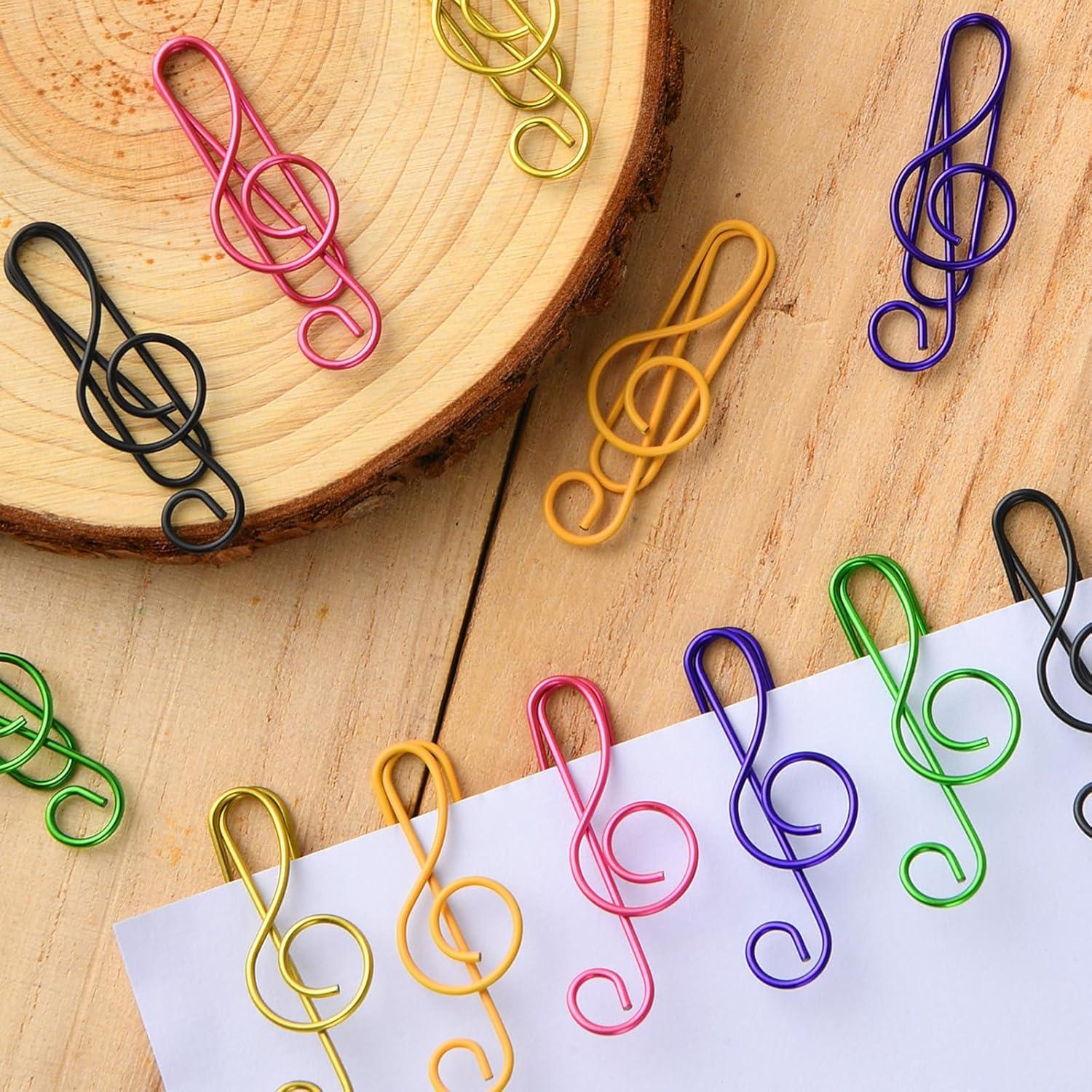 Paper Clips 6 Colors Metal Cute Music Paper Clips Musical Notes Shaped Bookmark Clip Funny Music Teacher Gifts for Party Invitation Card Desk Bookmark Office School Notebook Clip (50 PCS)