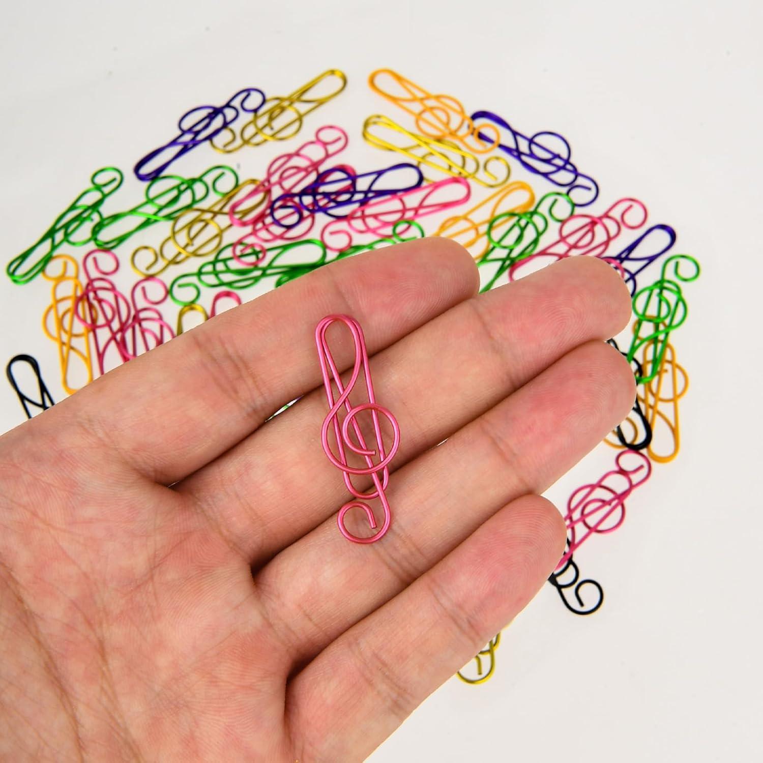 Paper Clips 6 Colors Metal Cute Music Paper Clips Musical Notes Shaped Bookmark Clip Funny Music Teacher Gifts for Party Invitation Card Desk Bookmark Office School Notebook Clip (50 PCS)