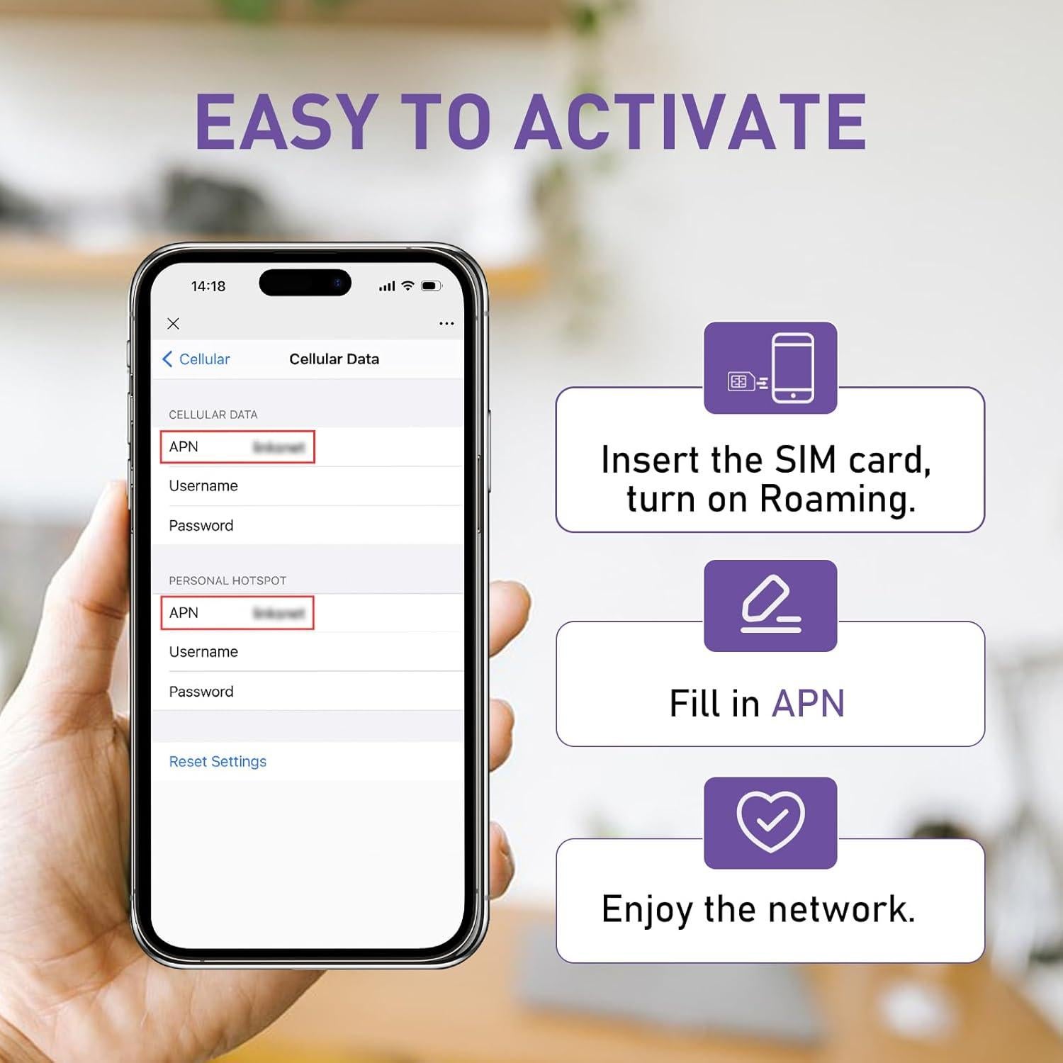 Tarjeta SIM de Datos 24GB 365D TALKSIM 4G LTE USA
