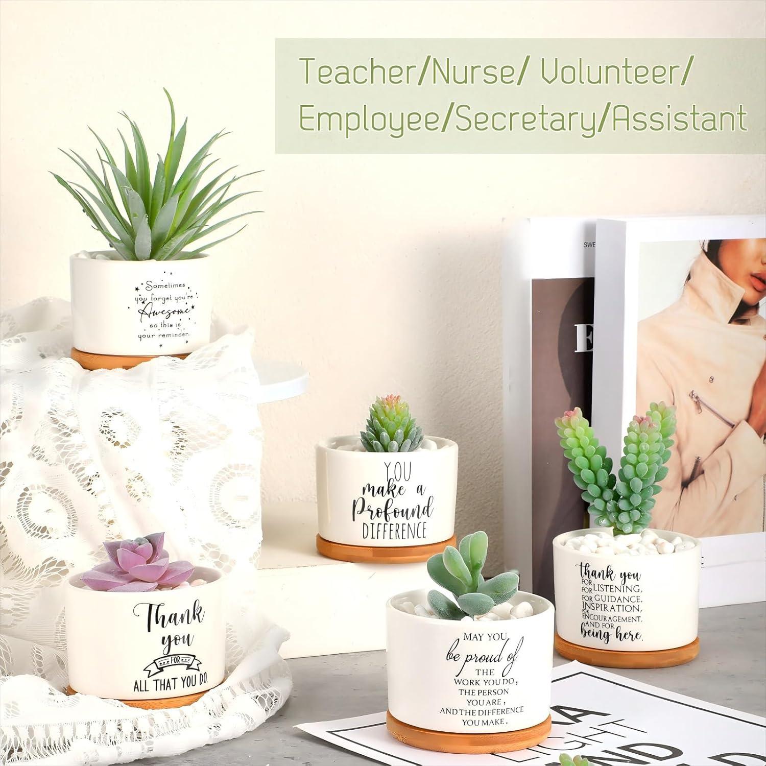 Set de 10 Macetas de Cerámica con Bandeja de Bambú Yaomiao