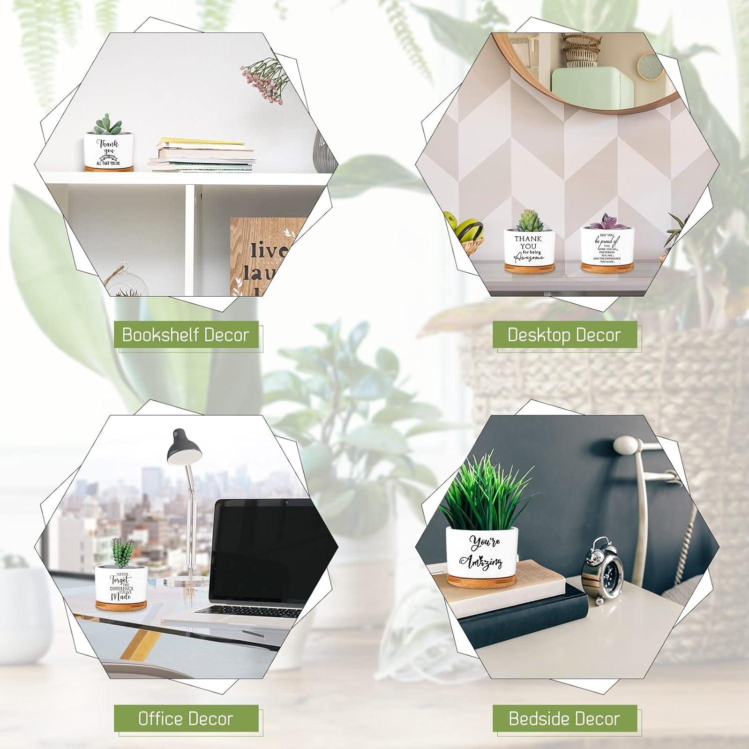 Set de 10 Macetas de Cerámica con Bandeja de Bambú Yaomiao