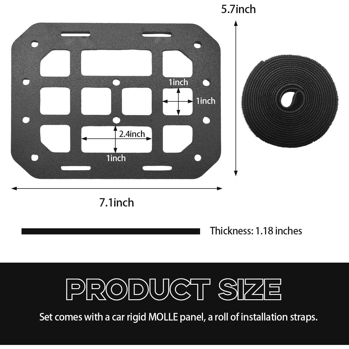 Panel Rígido MOLLE para Coche Yourkar - Organizador EDC Negro