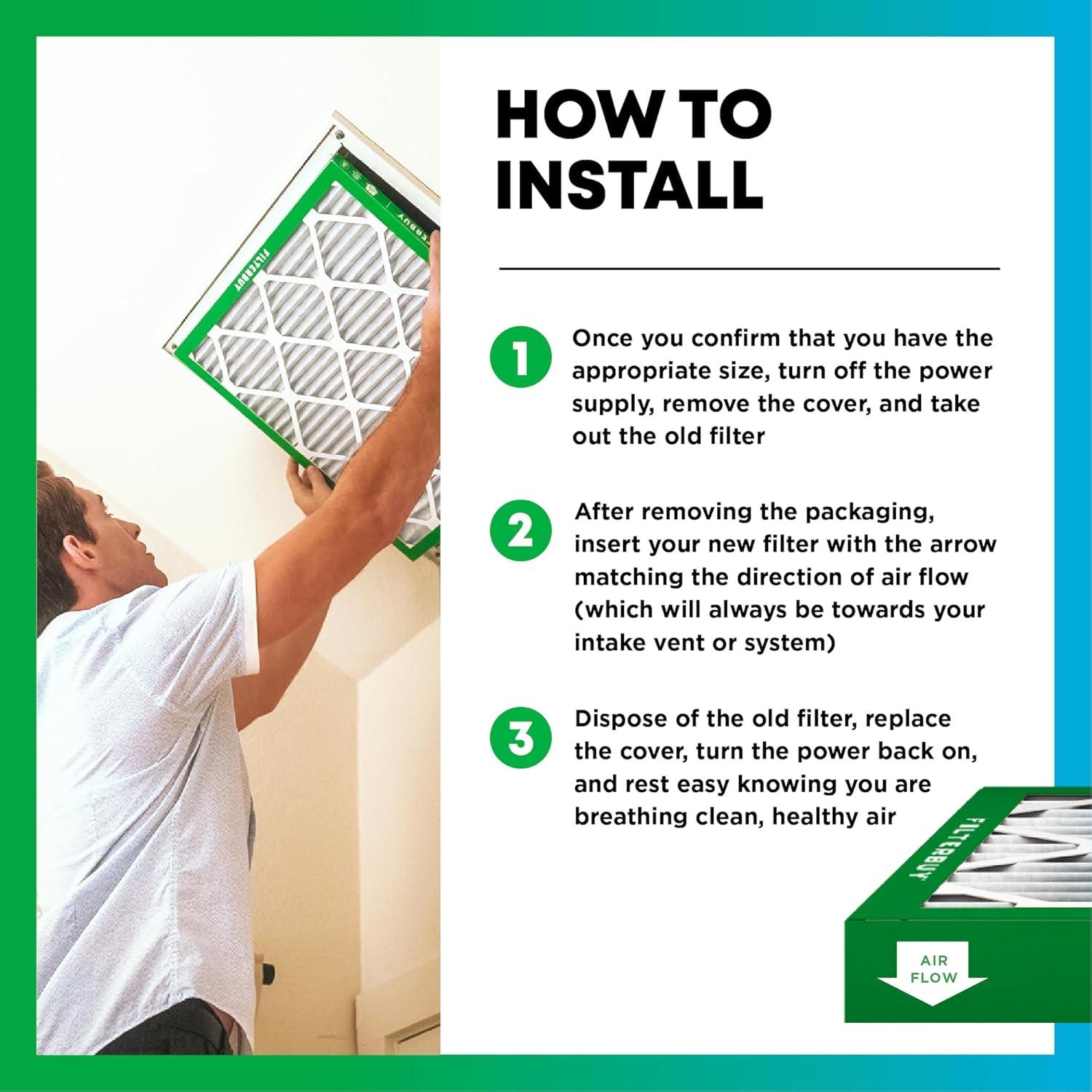 Filtro de aire Filterbuy 8x14x1 MERV 8 - Paquete de 3