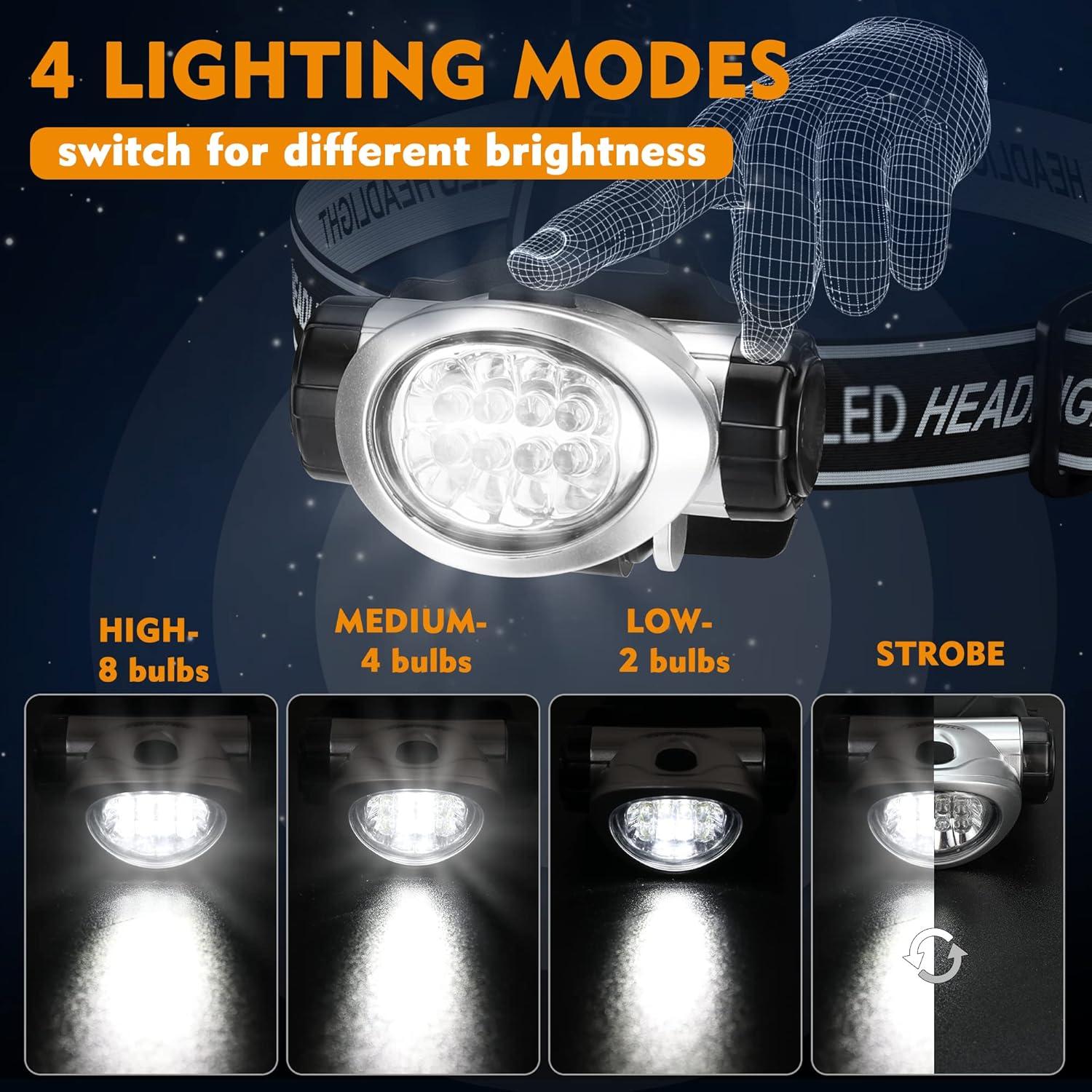 Linterna Frontal LED EverBrite 5-Pack, 4 Modos, Baterías Incluidas