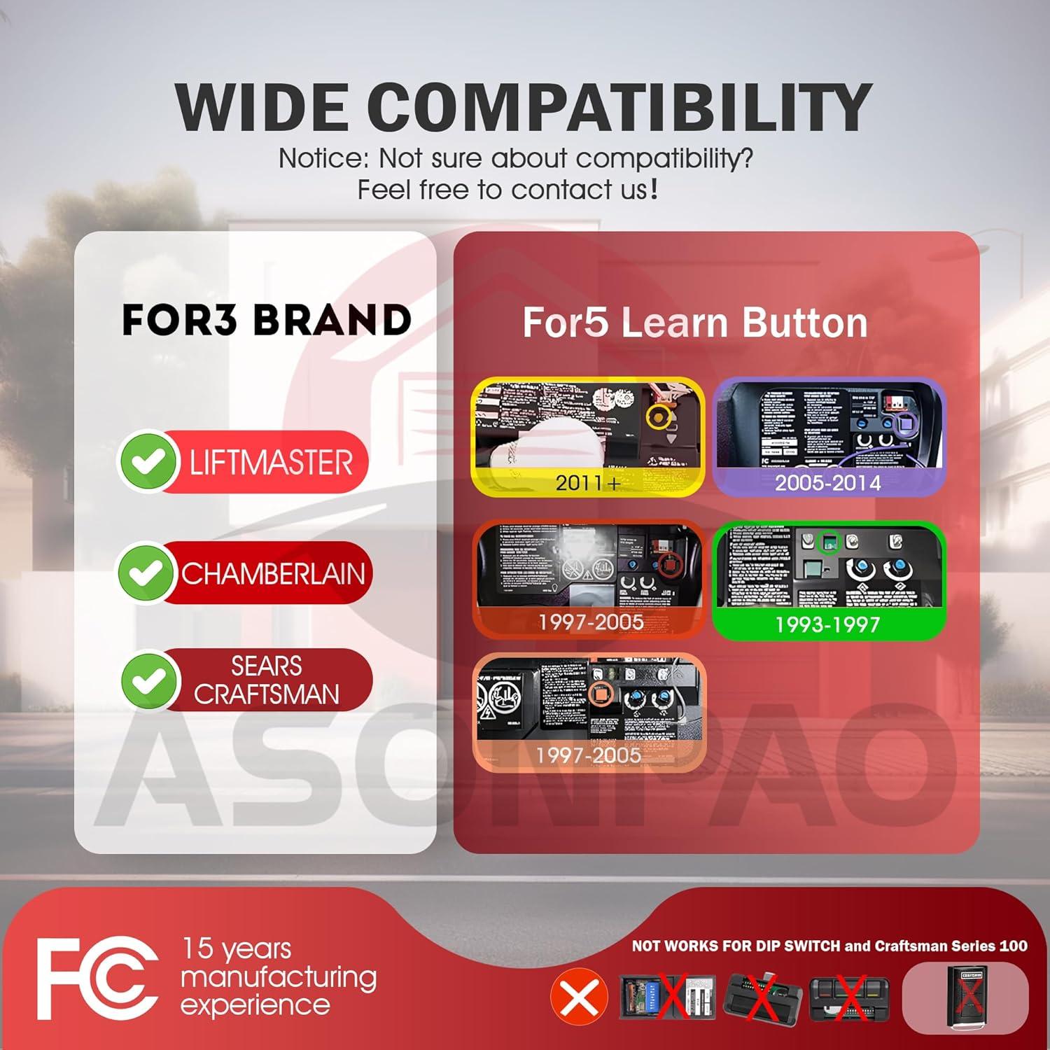 Control Remoto Universal LiftMaster 371LM 373LM para Garaje