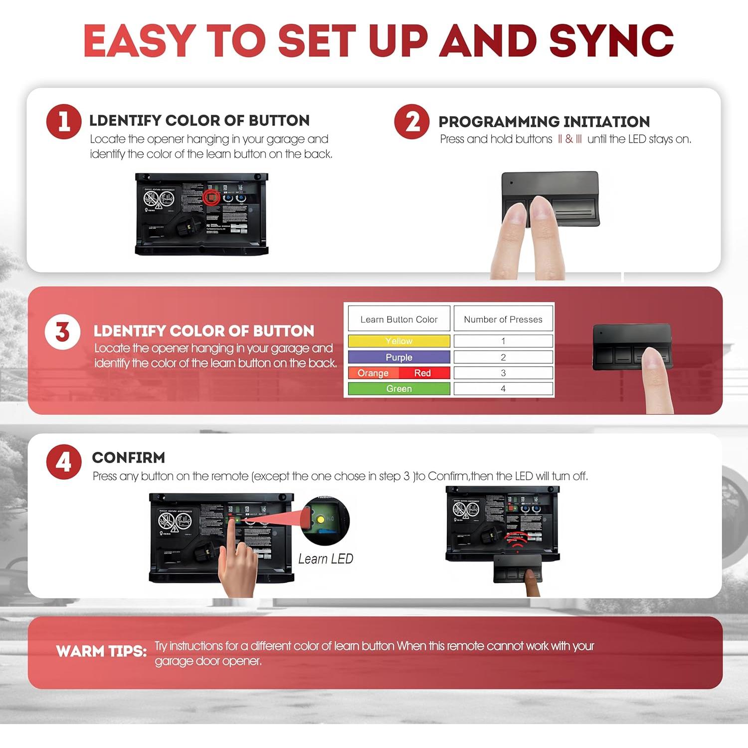 Control Remoto Universal LiftMaster 371LM 373LM para Garaje